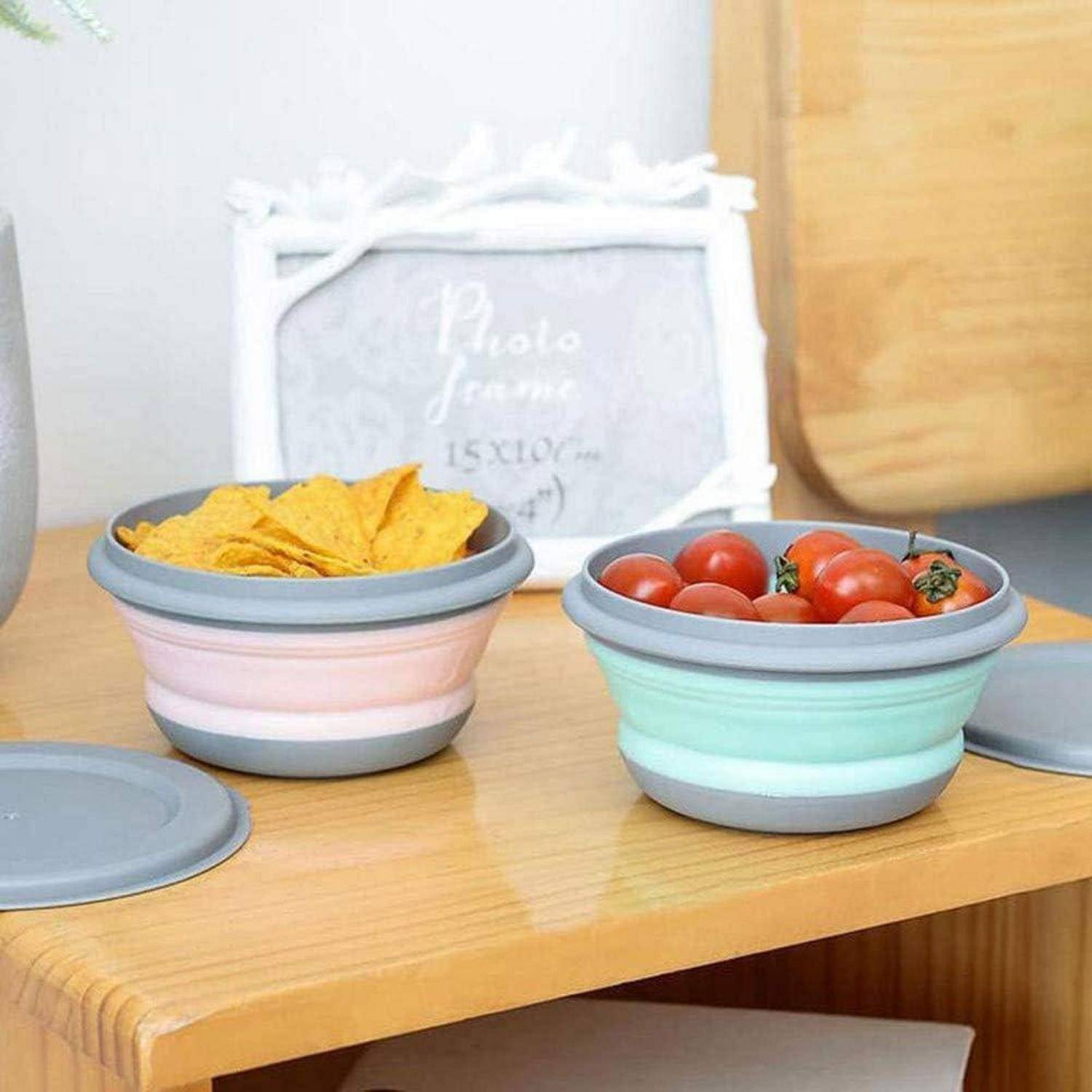 Faltschüssel Deckel 3Pcs Camping Salatschüssel Pink