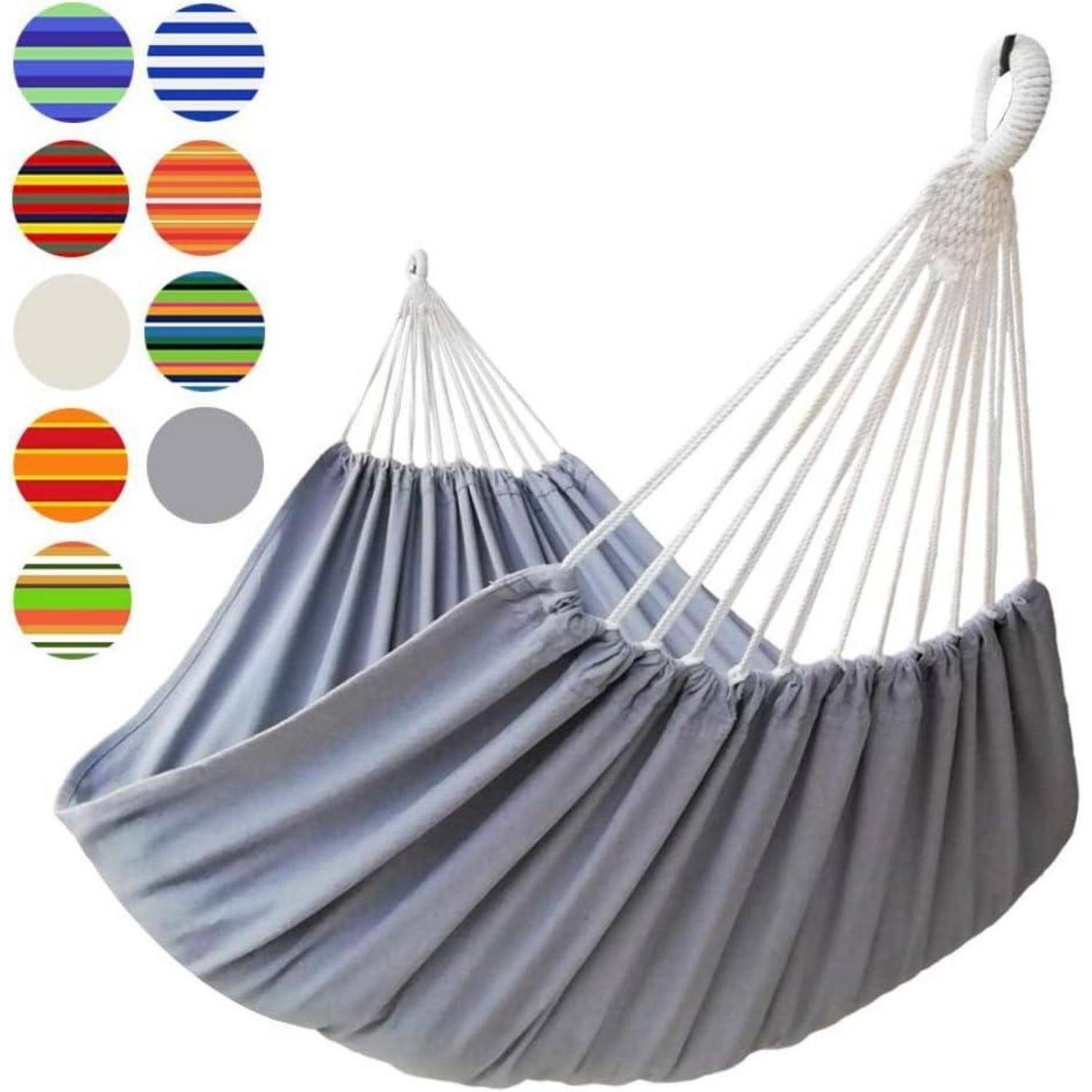 Hängematte 2 Personen 220x150cm 300kg Baumwolle Outdoor Grau