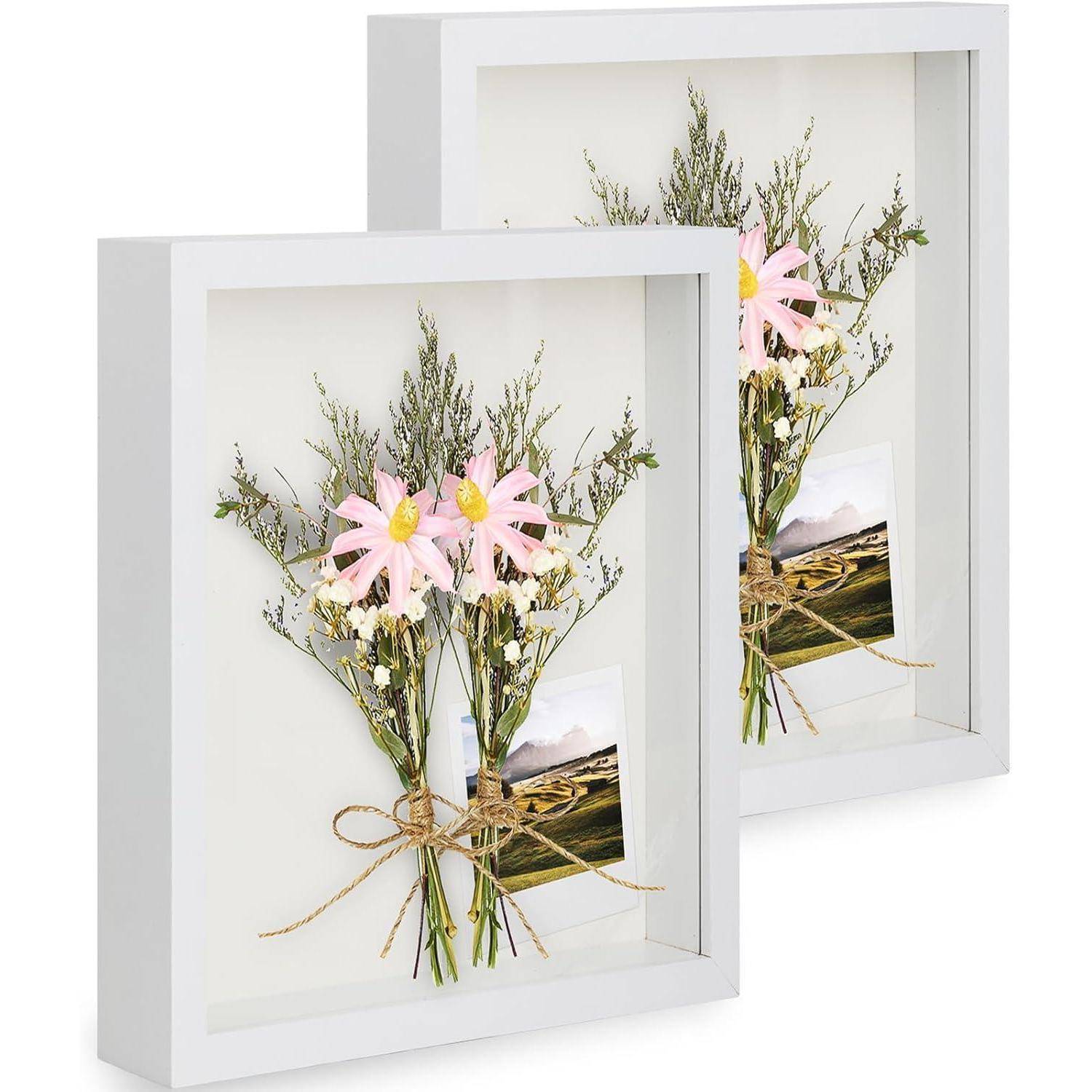 Bilderrahmen 3D Objektrahmen 15x20cm Echtglas Tisch Weiß 2er 15x20 cm