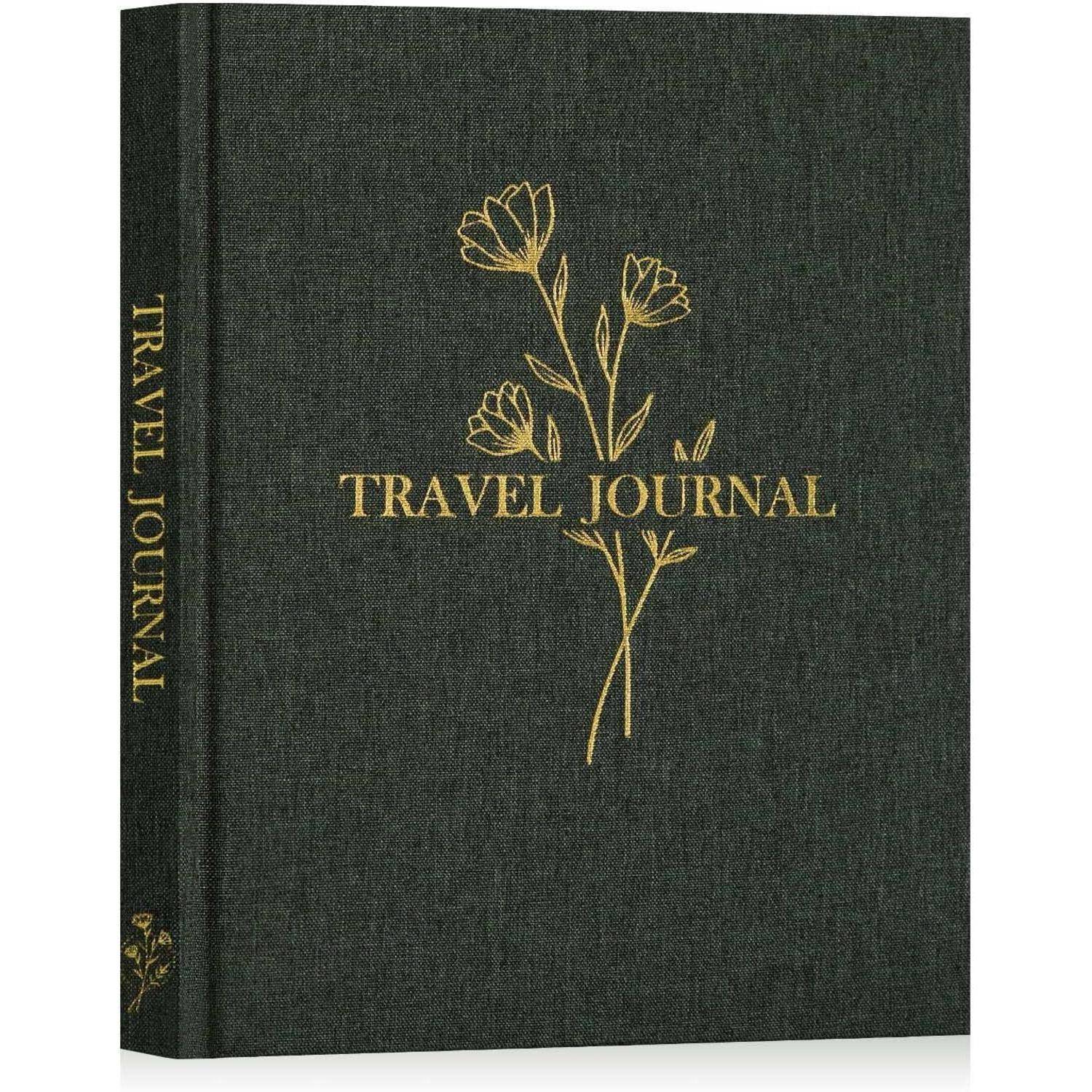 Reisetagebuch Notizbuch Reisejournal 110 Seiten Leinen Englisch Grün