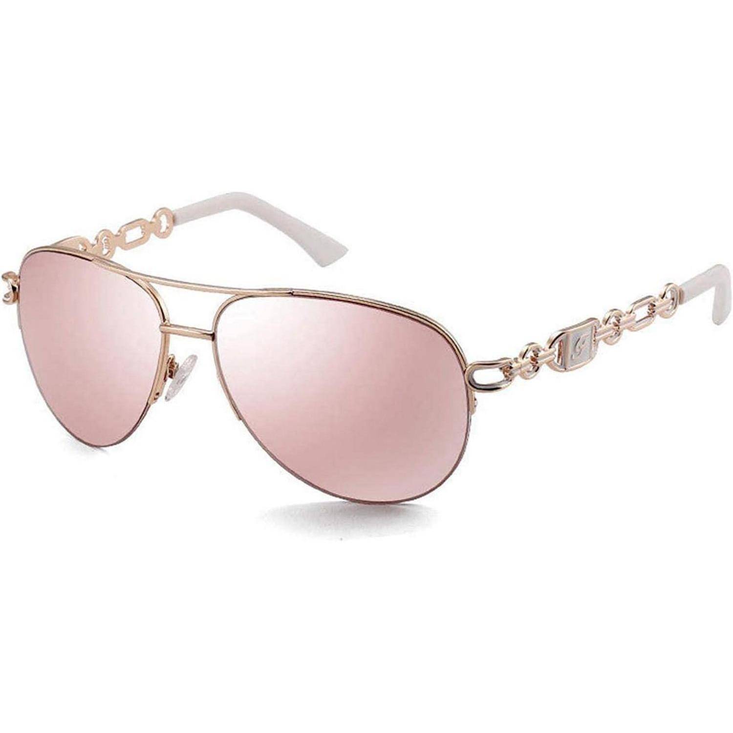 Sonnenbrille Damen UV400 Gestell Gold Gläser Pink Verspiegelt