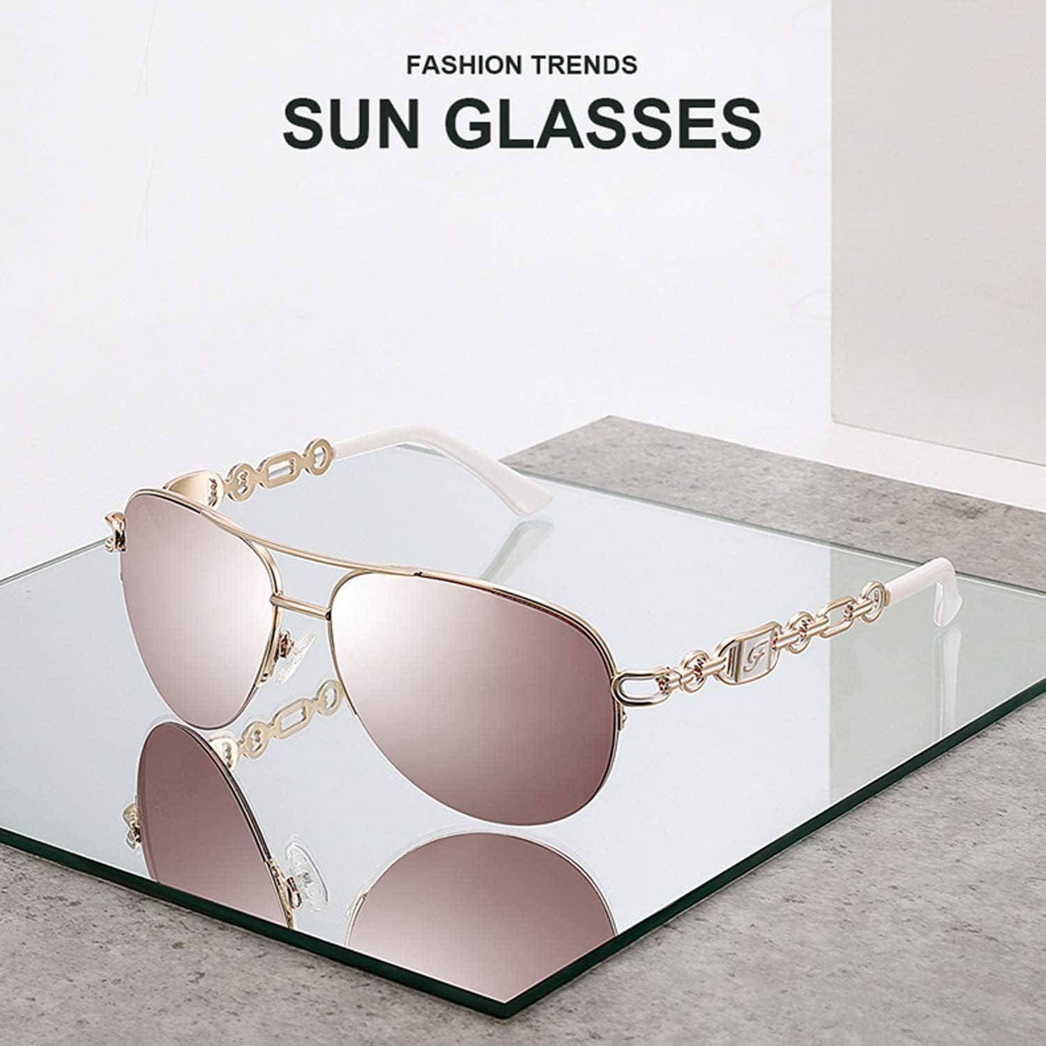Sonnenbrille Damen UV400 Gestell Gold Gläser Pink Verspiegelt