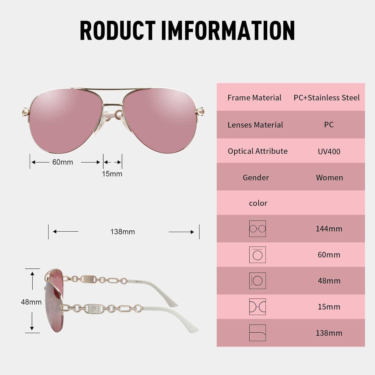 Sonnenbrille Damen UV400 Gestell Gold Gläser Pink Verspiegelt