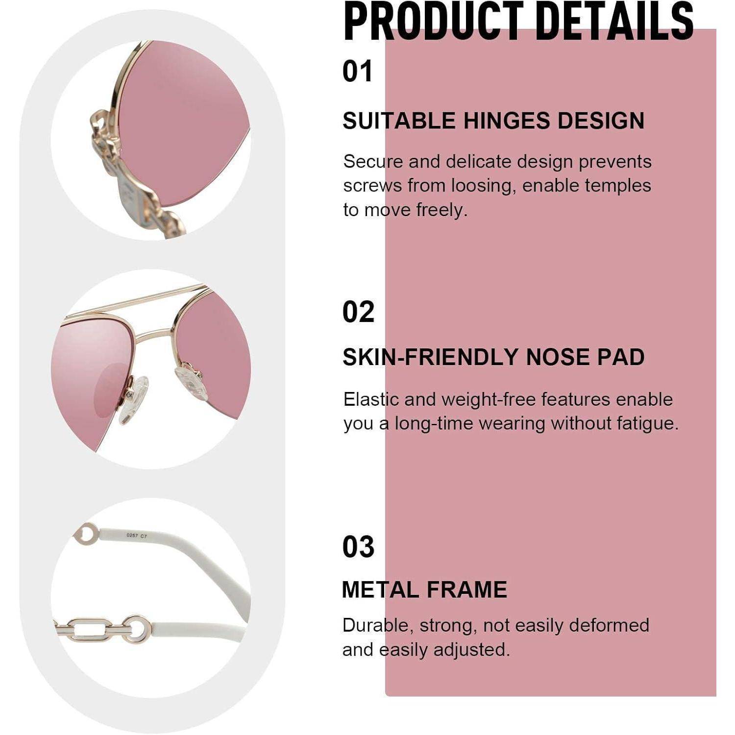 Sonnenbrille Damen UV400 Gestell Gold Gläser Pink Verspiegelt