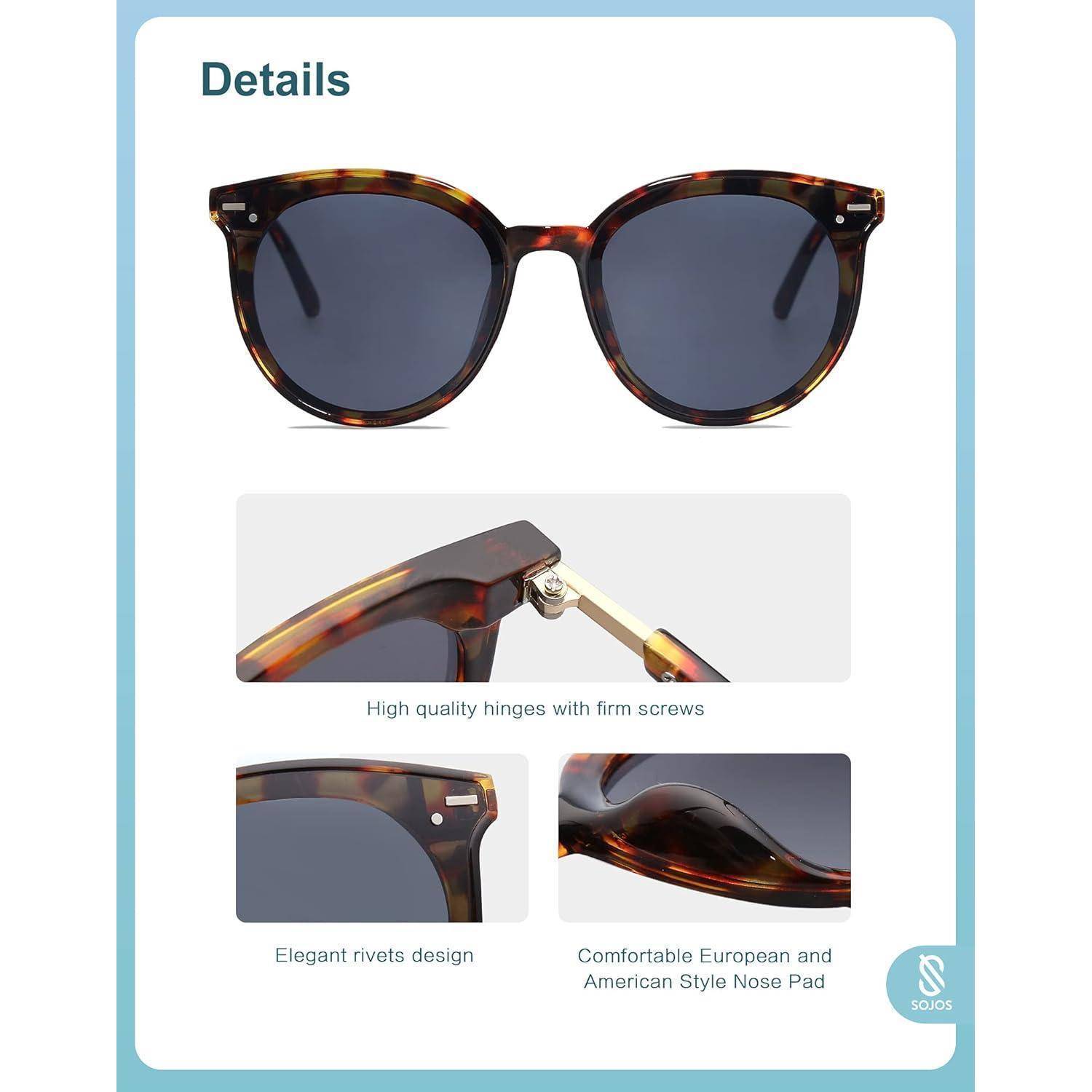 Sonnenbrille Retro Rund Damen Herren Groß C8 Demi Rahmen Grau Linse