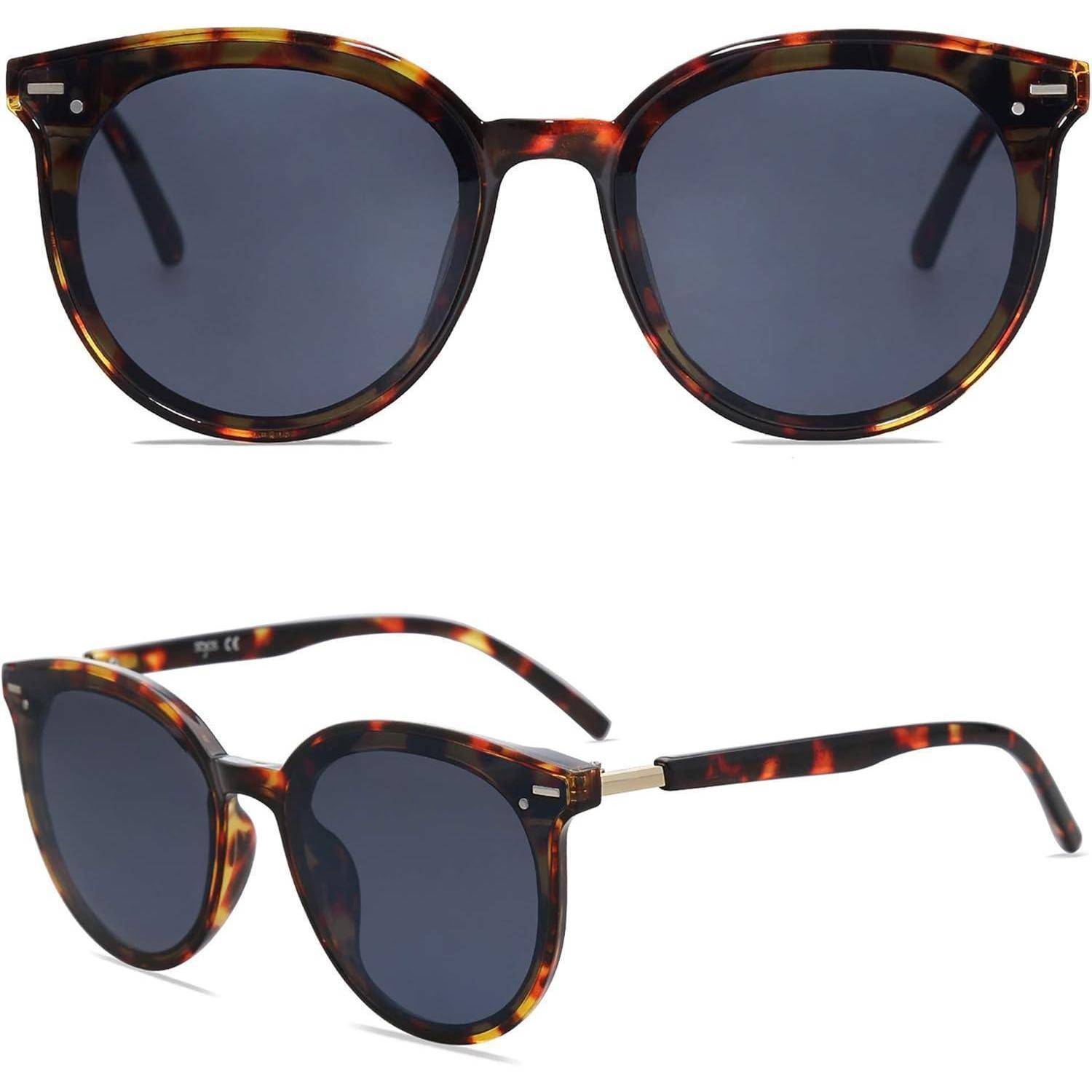 Sonnenbrille Retro Rund Damen Herren Groß C8 Demi Rahmen Grau Linse