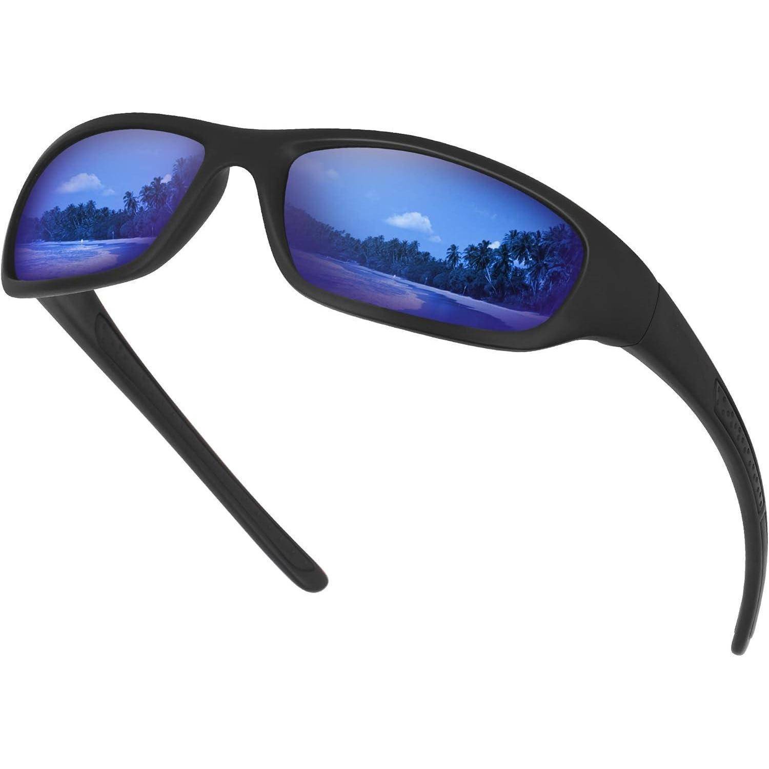 Sonnenbrille polarisiert Sportbrille Rad UV400 Schwarze matte blaue