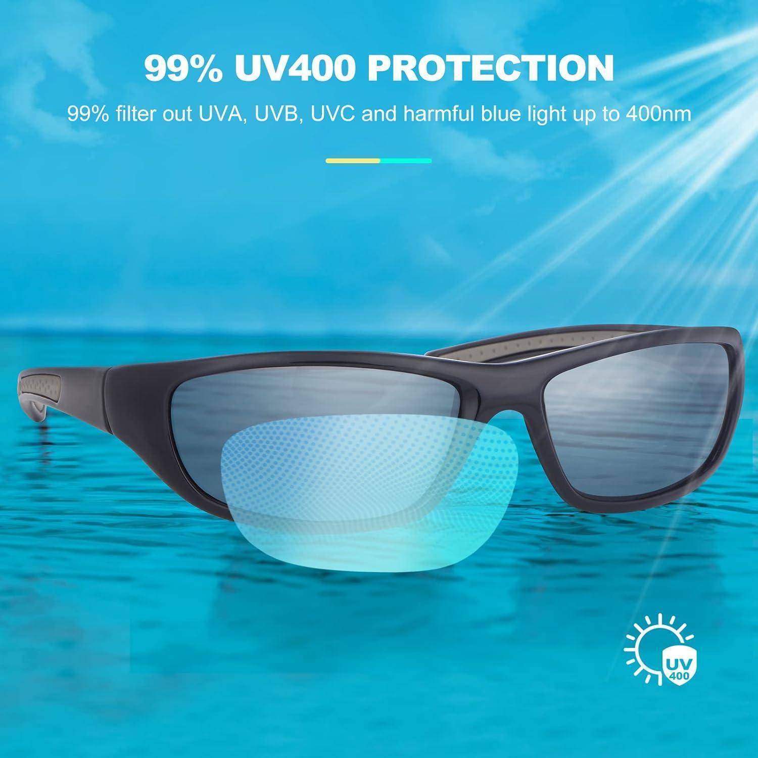 Sonnenbrille Herren Damen polarisierte Sportbrille UV400 Schwarze