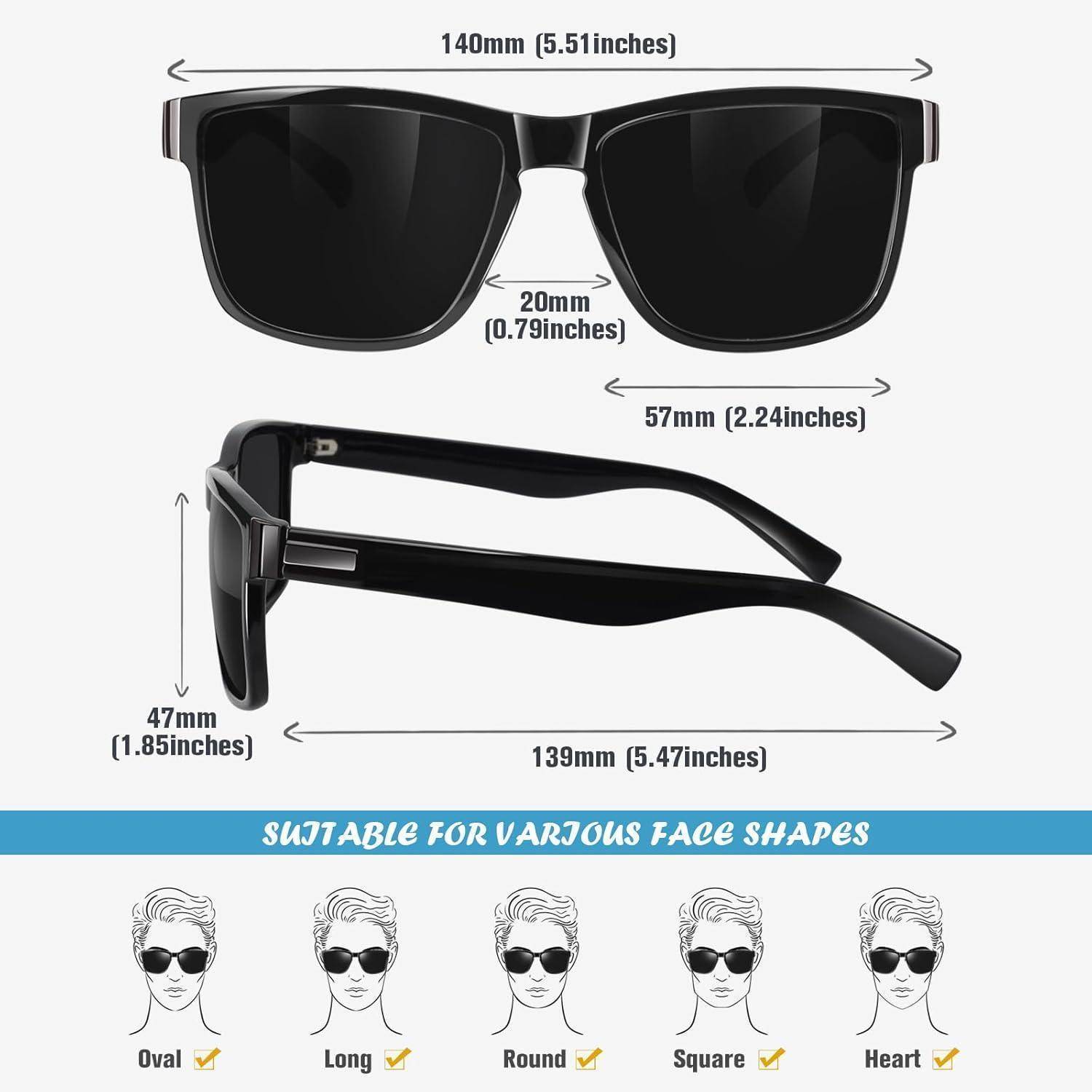 Sonnenbrille Polarisiert UV400 Glänzend Schwarz Rahmen Grau Linse