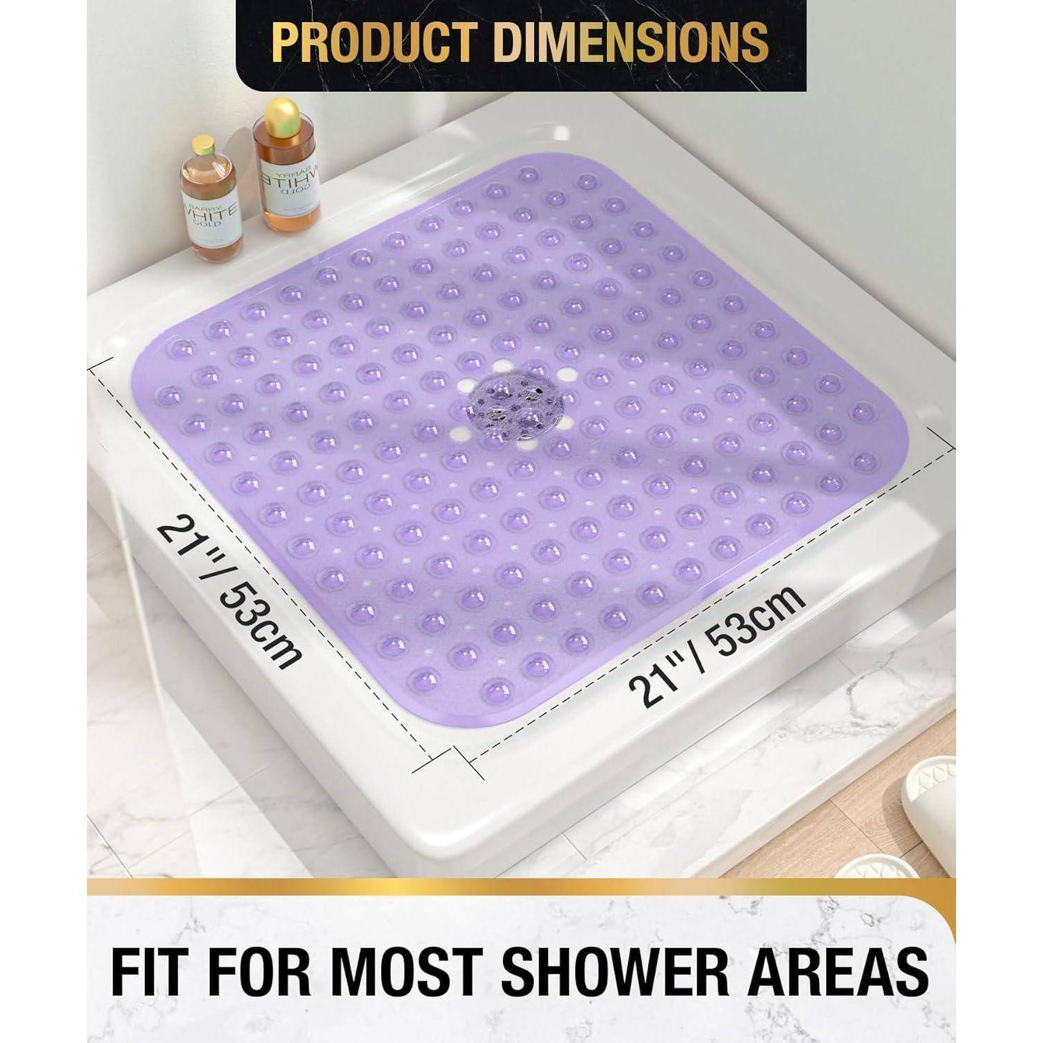 Duschmatte Antirutsch Saugnäpfen Violett 53 x 53 cm (Quadratisch)