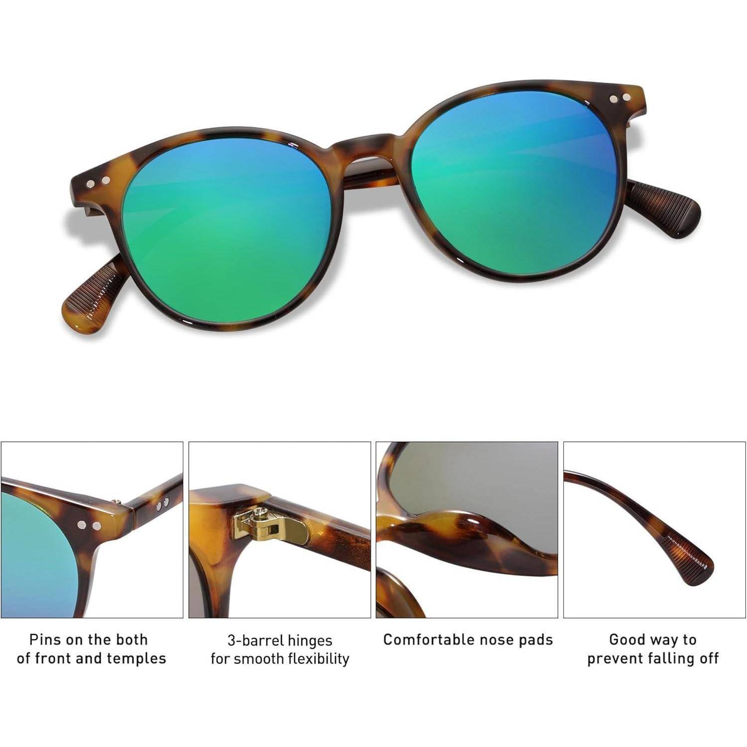 Sonnenbrille Polarisiert Schildkröten Rahmen Blau-grünliche Linse