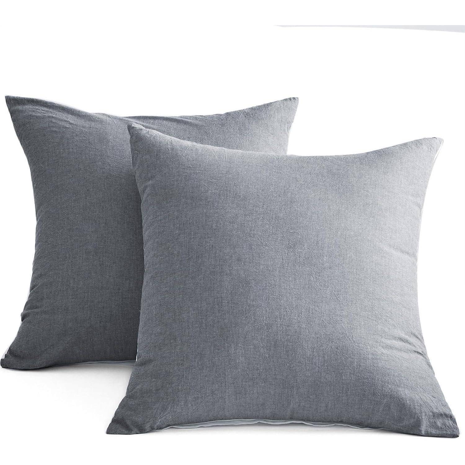 Kissenbezug Baumwolle Reißverschluss Dunkelgrau 2tlg. 80*80cm