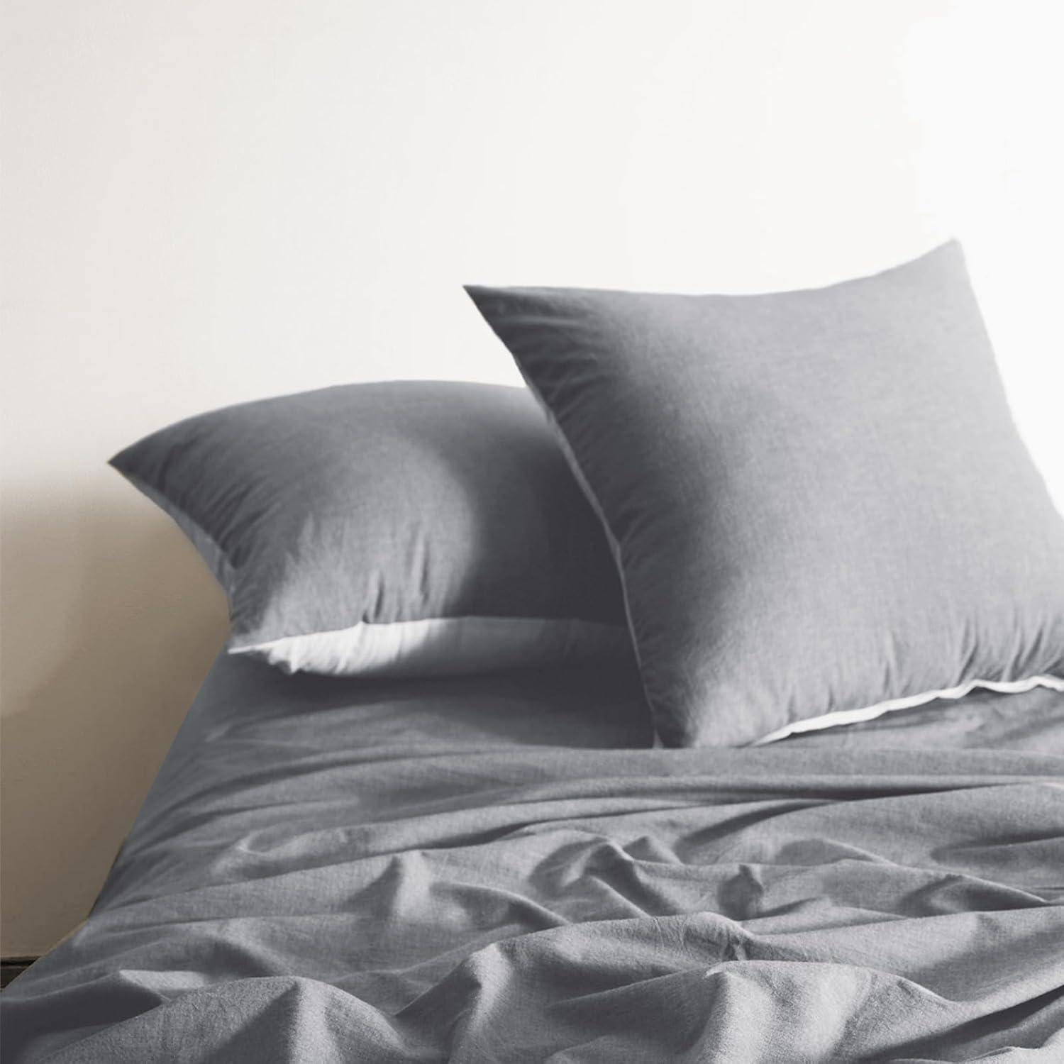 Kissenbezug Baumwolle Reißverschluss Dunkelgrau 2tlg. 80*80cm