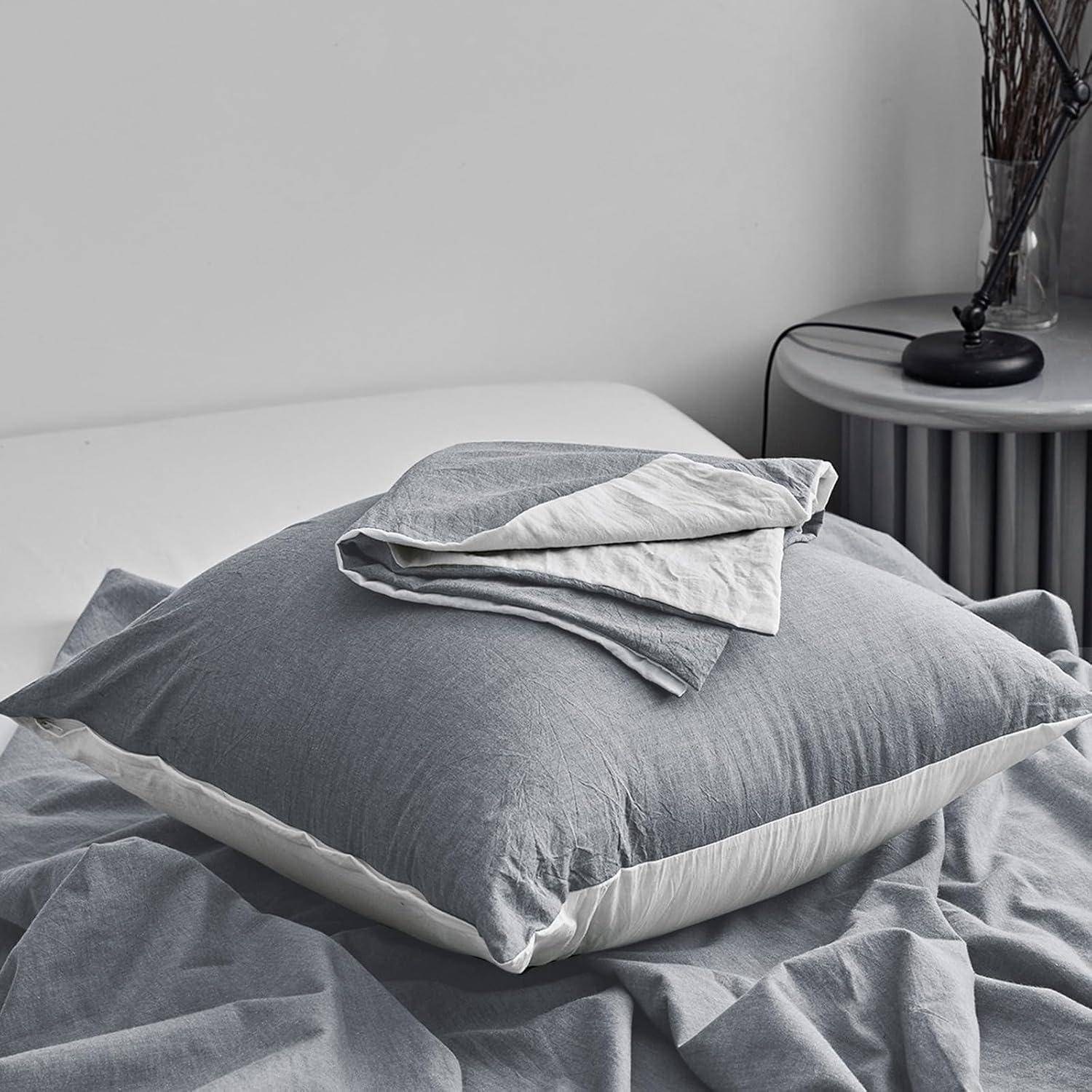 Kissenbezug Baumwolle Reißverschluss Dunkelgrau 2tlg. 80*80cm