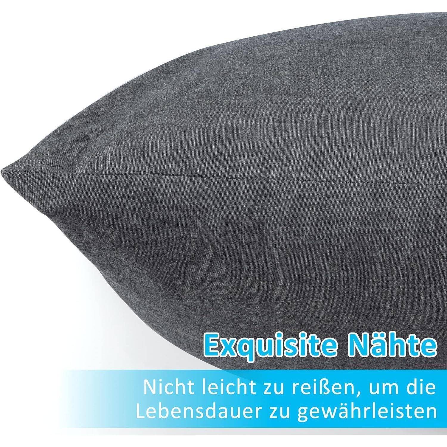 Kissenbezug Baumwolle Reißverschluss Set 40 x 80 cm 2 Stück Dunkelgrau