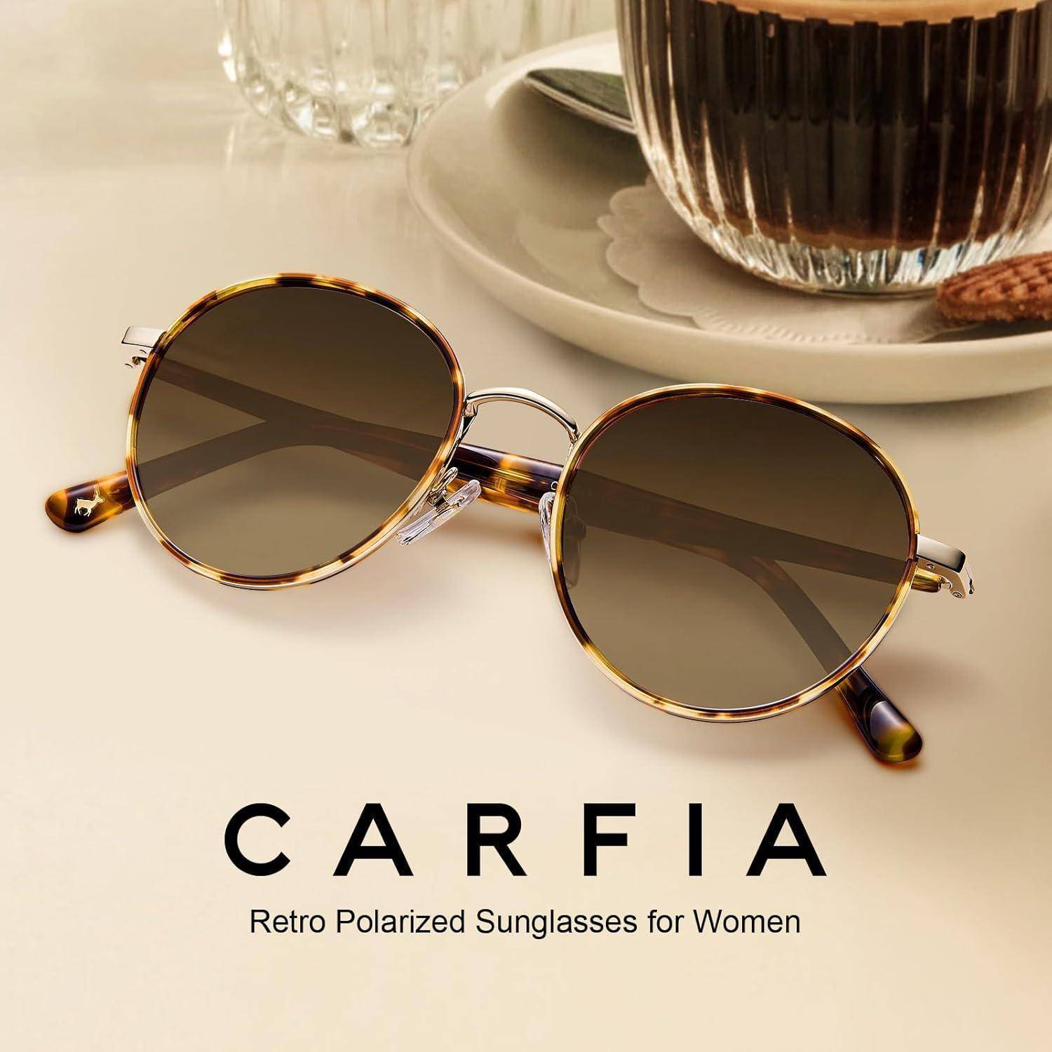 Sonnenbrille Damen Rund Polarisiert 100 UV Schutz Etui V3-braun