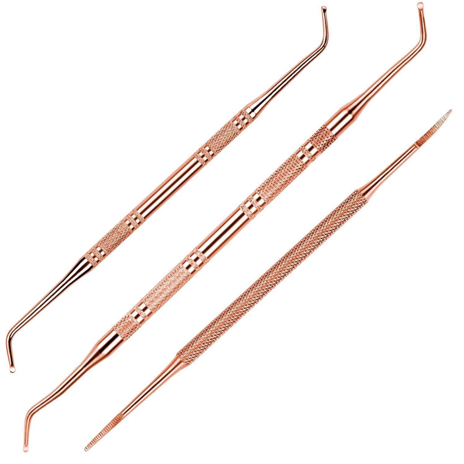 Eckenheber Nagelfeile Edelstahl Set 3er Zehennägel Fußpflege Rosagold