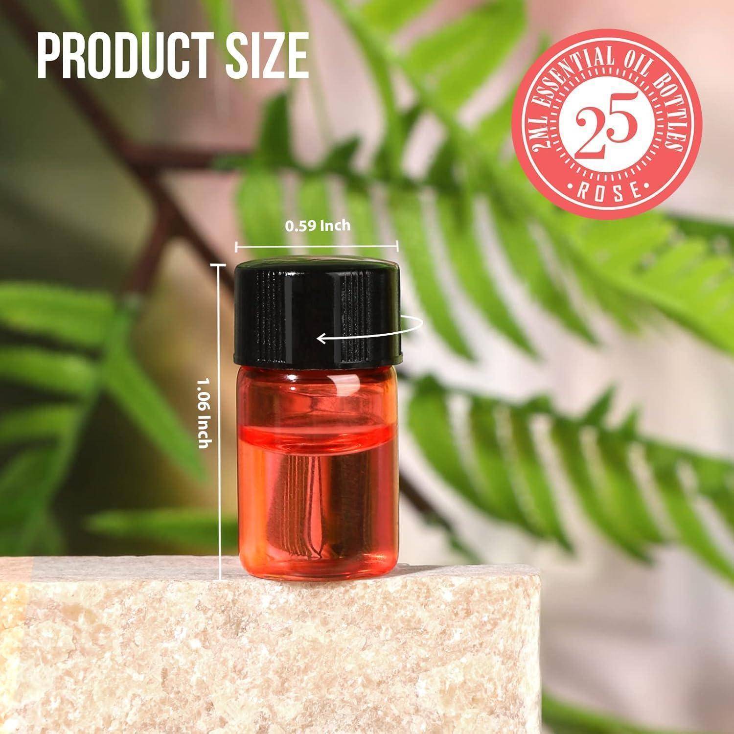 Glasflaschen 2ml Tropfer OrificeReducers Ätherische Öle 25 Rosa