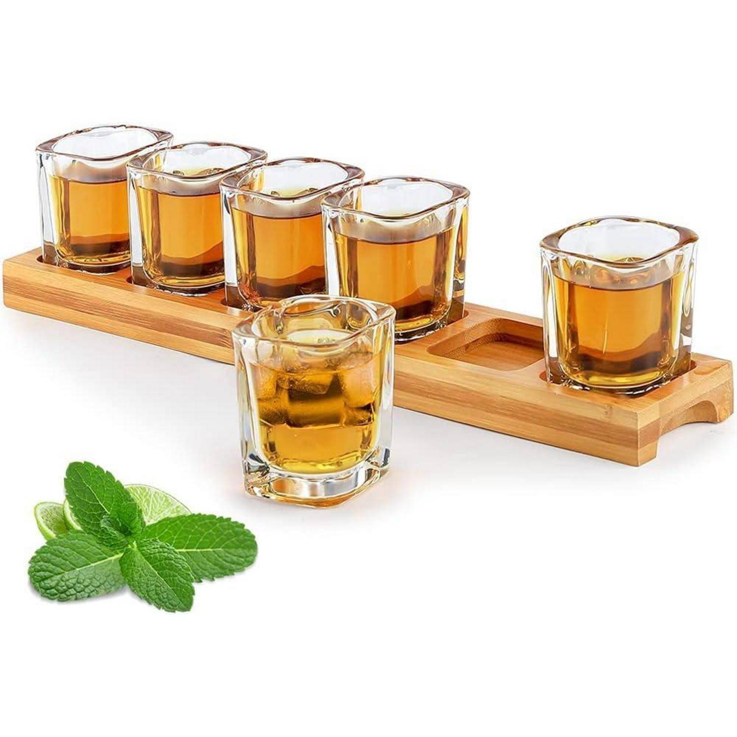 Schnapsgläser Set 6cl Halter Servierbrett Glas Likörshots Transpatent