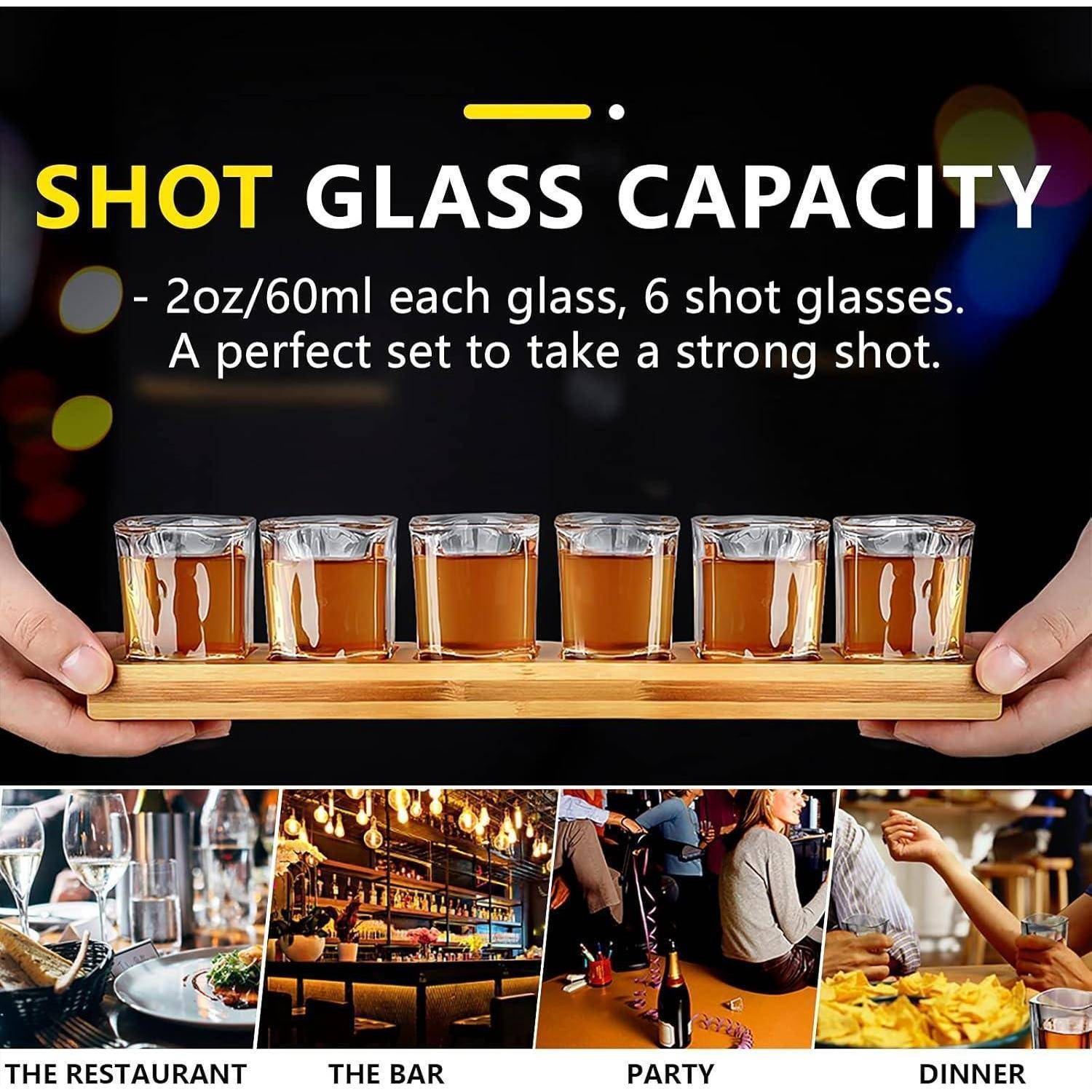 Schnapsgläser Set 6cl Halter Servierbrett Glas Likörshots Transpatent