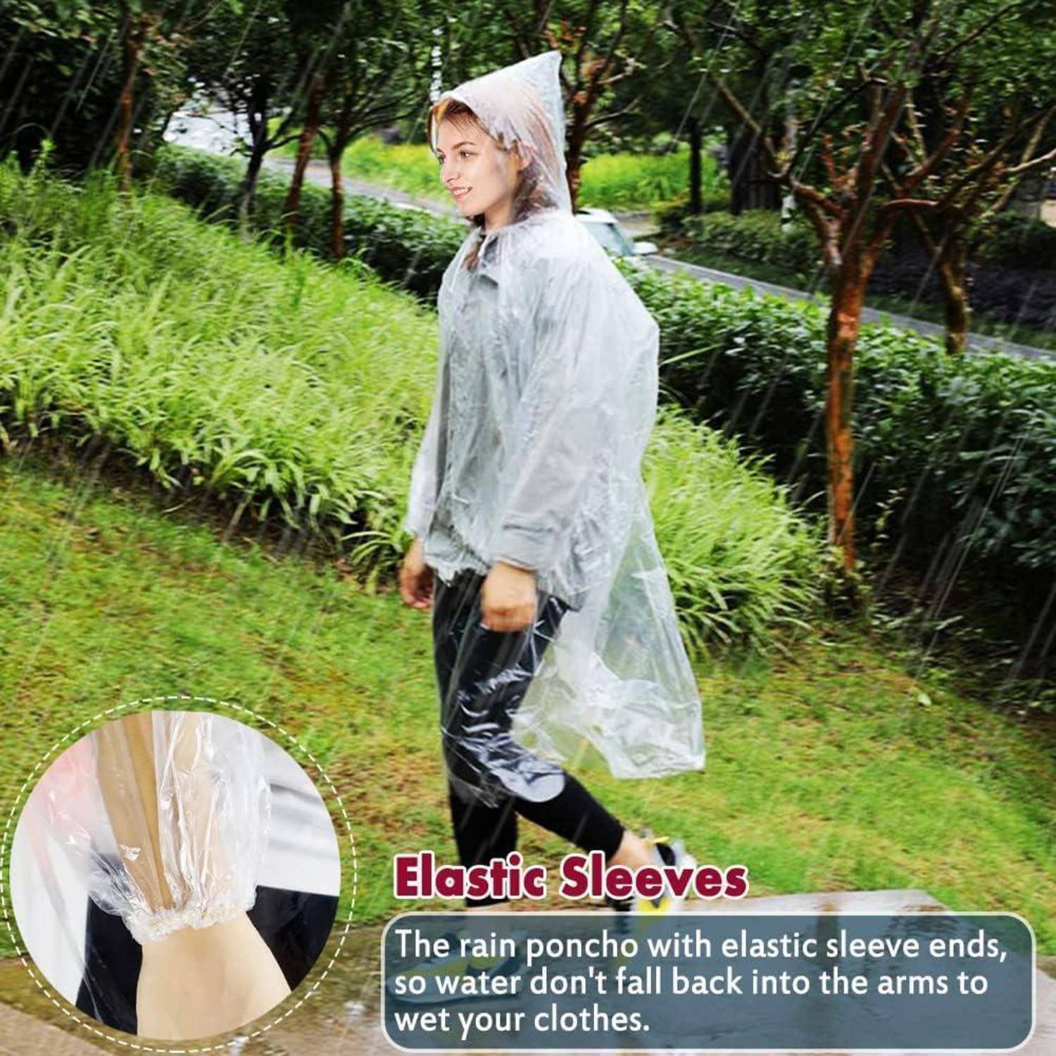 Regenponcho Einweg 5er Herren Damen wasserdicht Einheitsgröße Weiß