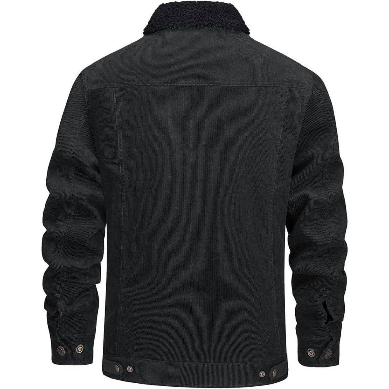 Cordjacke Herren Gefütterte Cargo Winter Teddyfellkragen XL Dunkelgrau