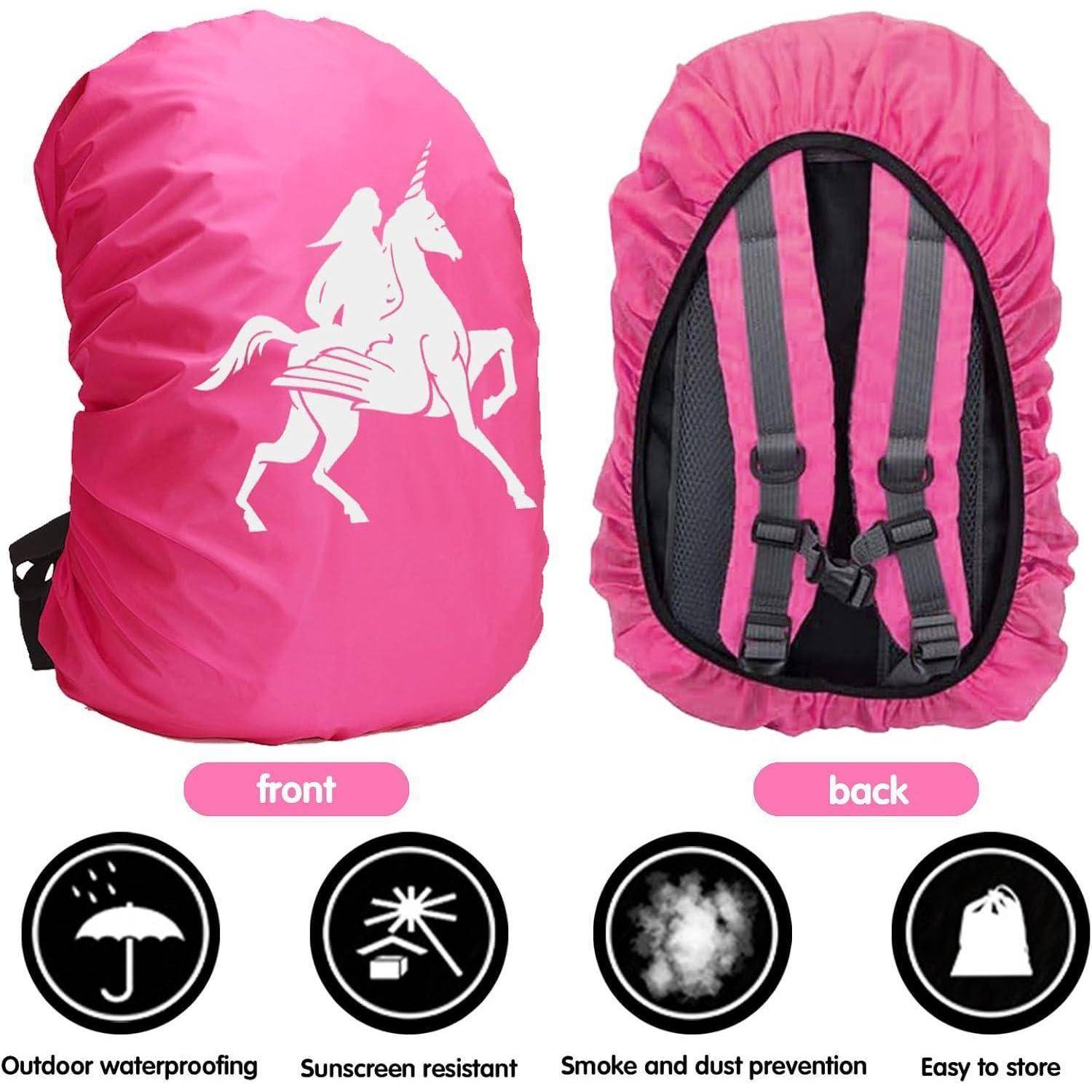 Regenhülle Rucksack Schulranzen 30 40L Reflektor Lila Einhorn
