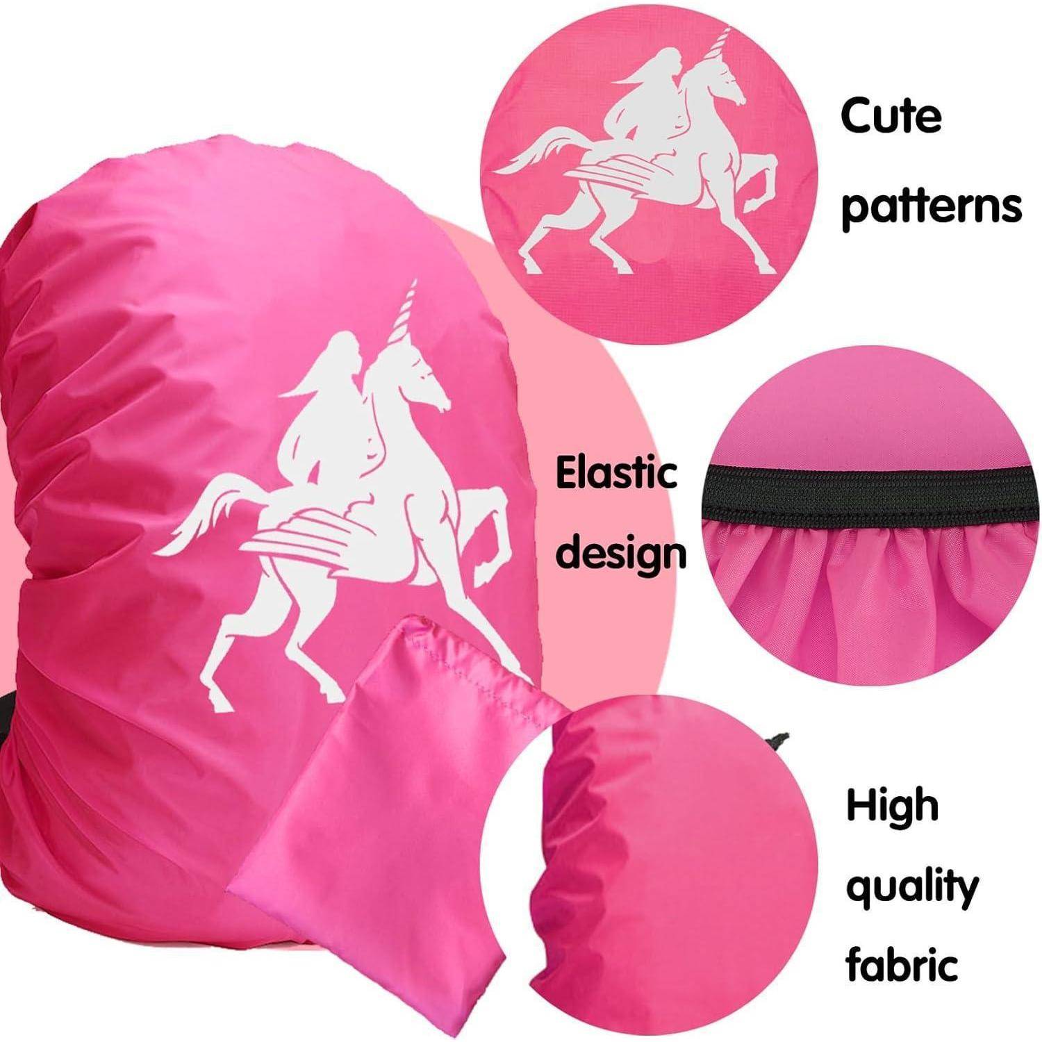 Regenhülle Rucksack Schulranzen 30 40L Reflektor Lila Einhorn