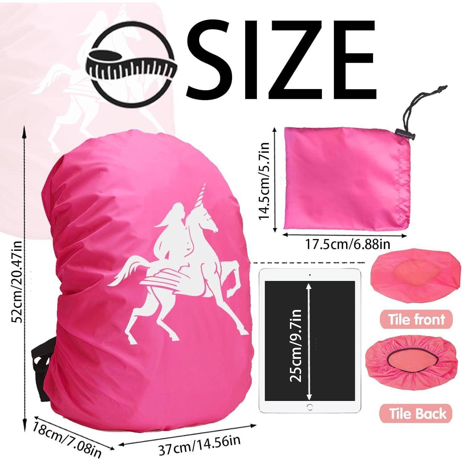 Regenhülle Rucksack Schulranzen 30 40L Reflektor Lila Einhorn