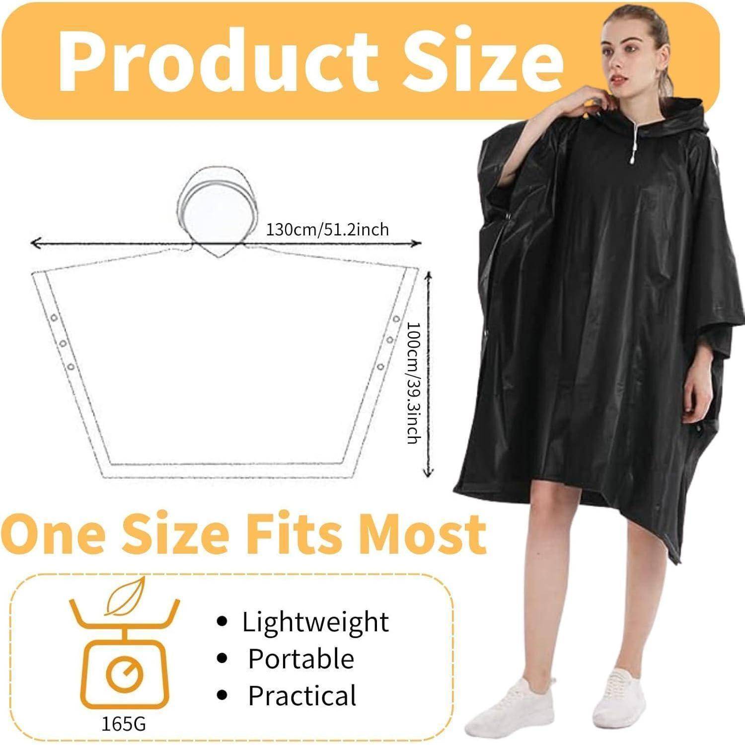 Regenponcho wasserdicht Kapuze schwarz 2 Stück Stück Herren Damen Noir