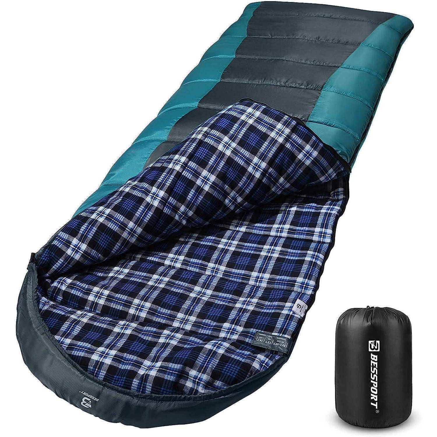 Schlafsack Flannel Camping 3 4 Flannel Lined Grün Schwarz -5℃