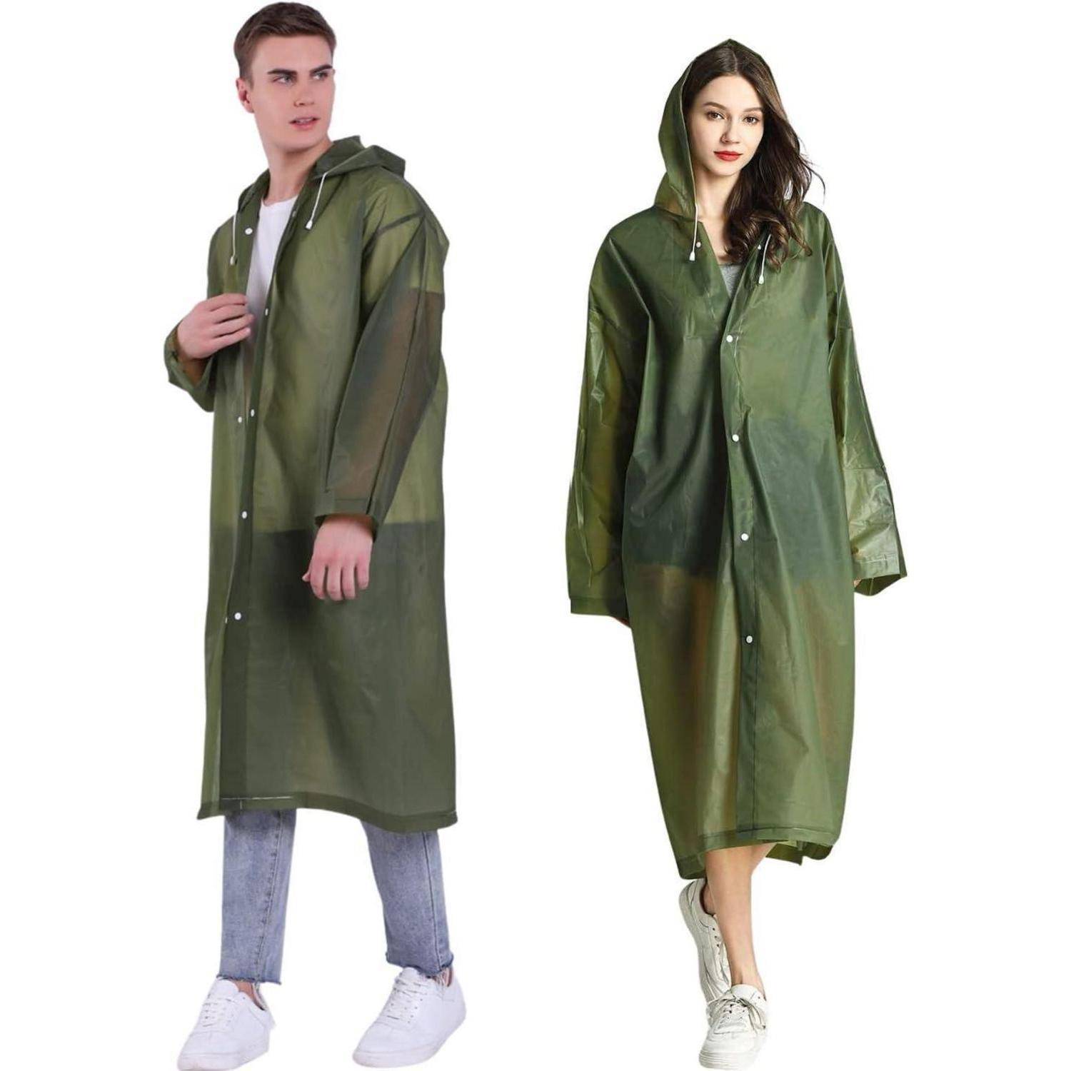 Regenponcho Wasserdicht Wiederverwendbar 2 L-5XL Große Größen Olivgrün