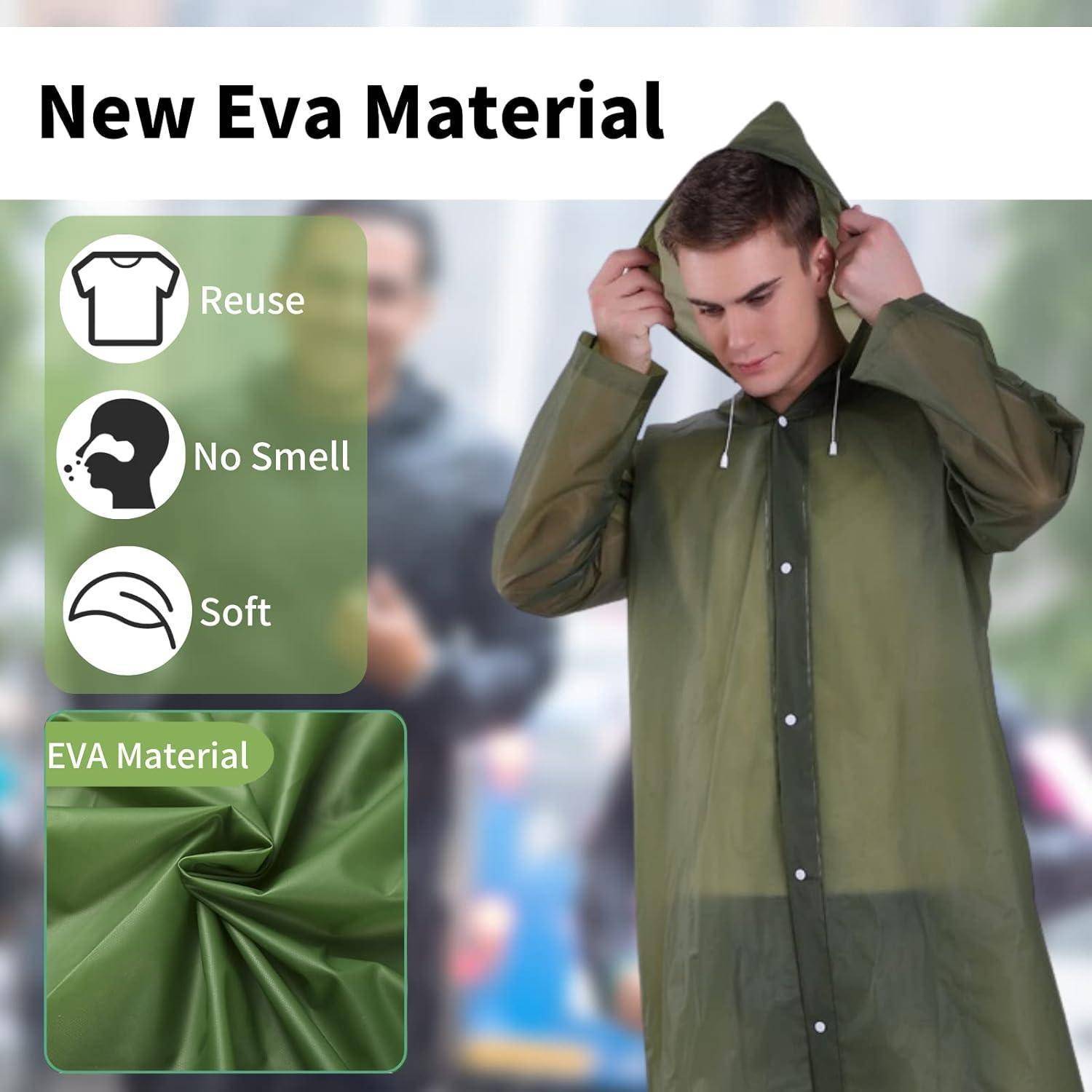 Regenponcho Wasserdicht Wiederverwendbar 2 L-5XL Große Größen Olivgrün