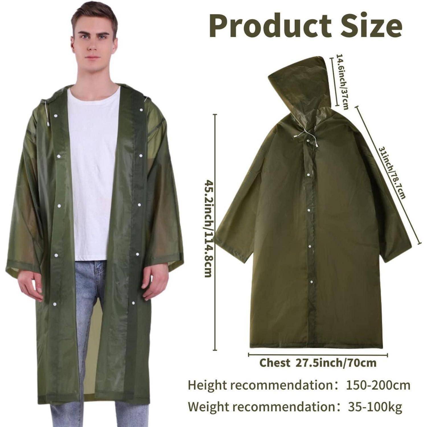 Regenponcho Wasserdicht Wiederverwendbar 2 L-5XL Große Größen Olivgrün