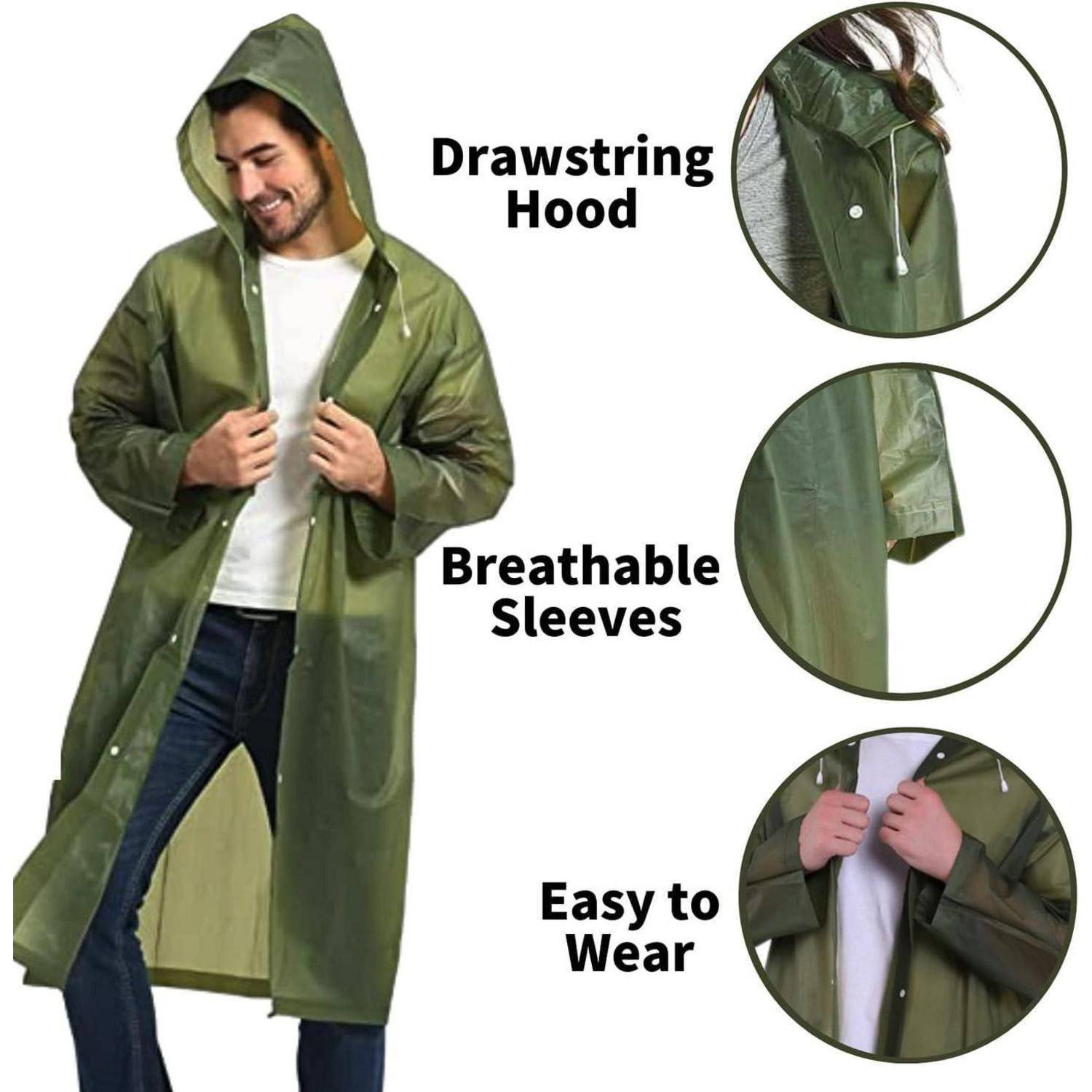 Regenponcho Wasserdicht Wiederverwendbar 2 L-5XL Große Größen Olivgrün