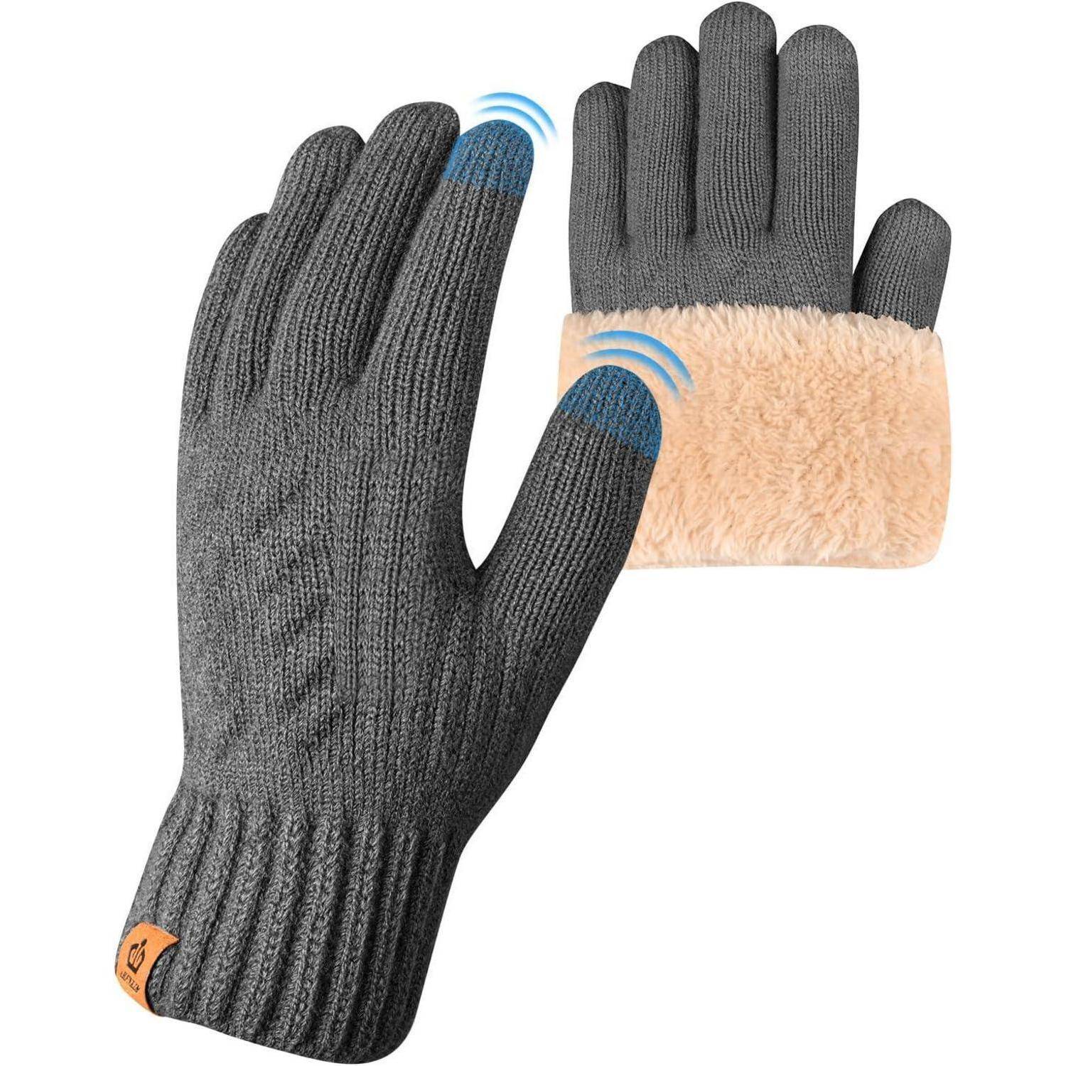 Winterhandschuhe Damen Touchscreen Fleecefutter Outdoor Grau