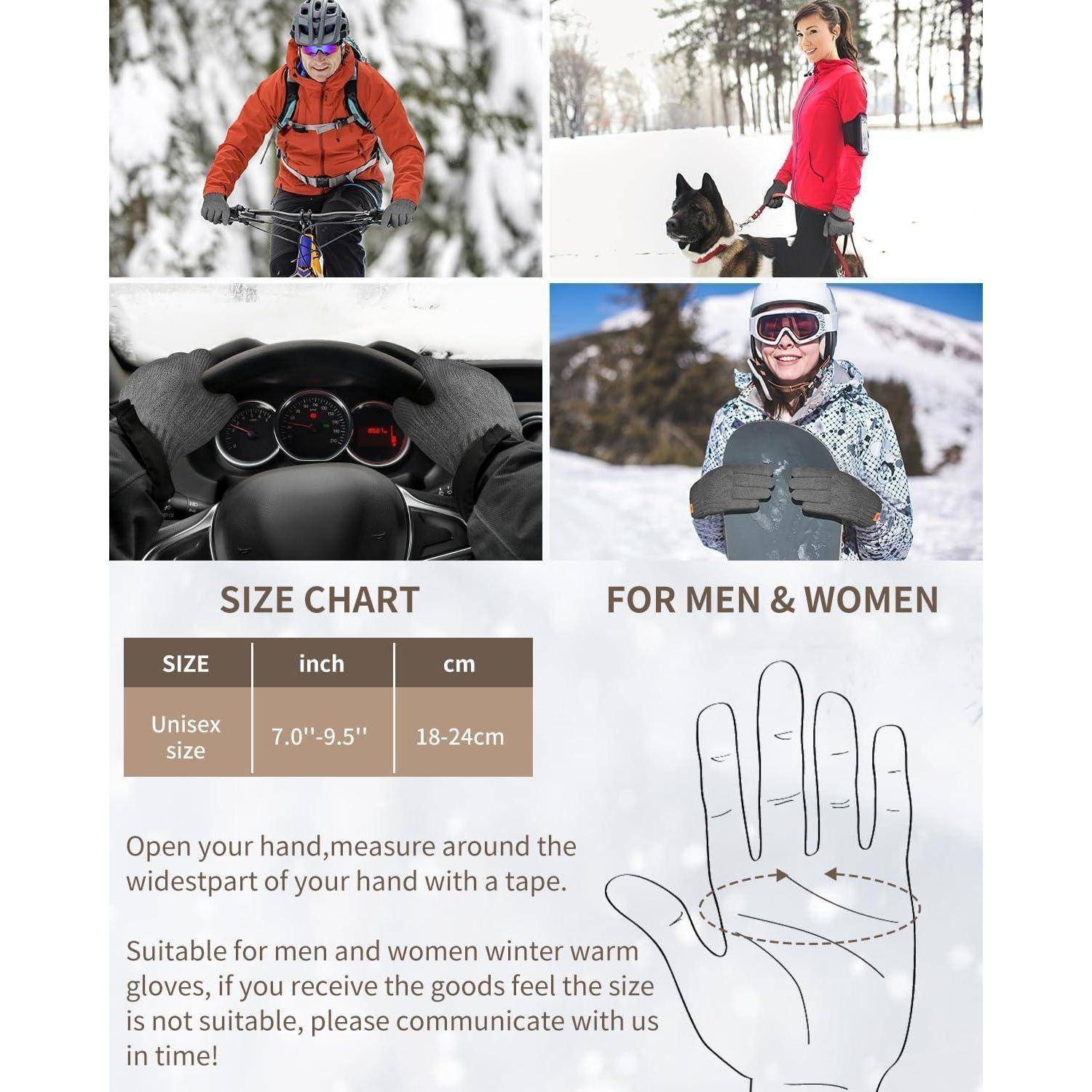 Winterhandschuhe Damen Touchscreen Fleecefutter Outdoor Grau