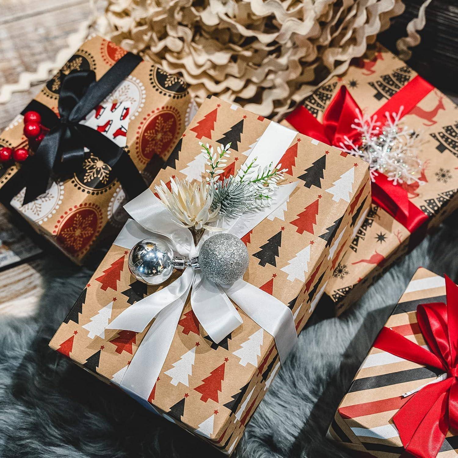 Weihnachtspapierrollen Etiketten Juteschnur 43cm 3m 3er Rot schwarz