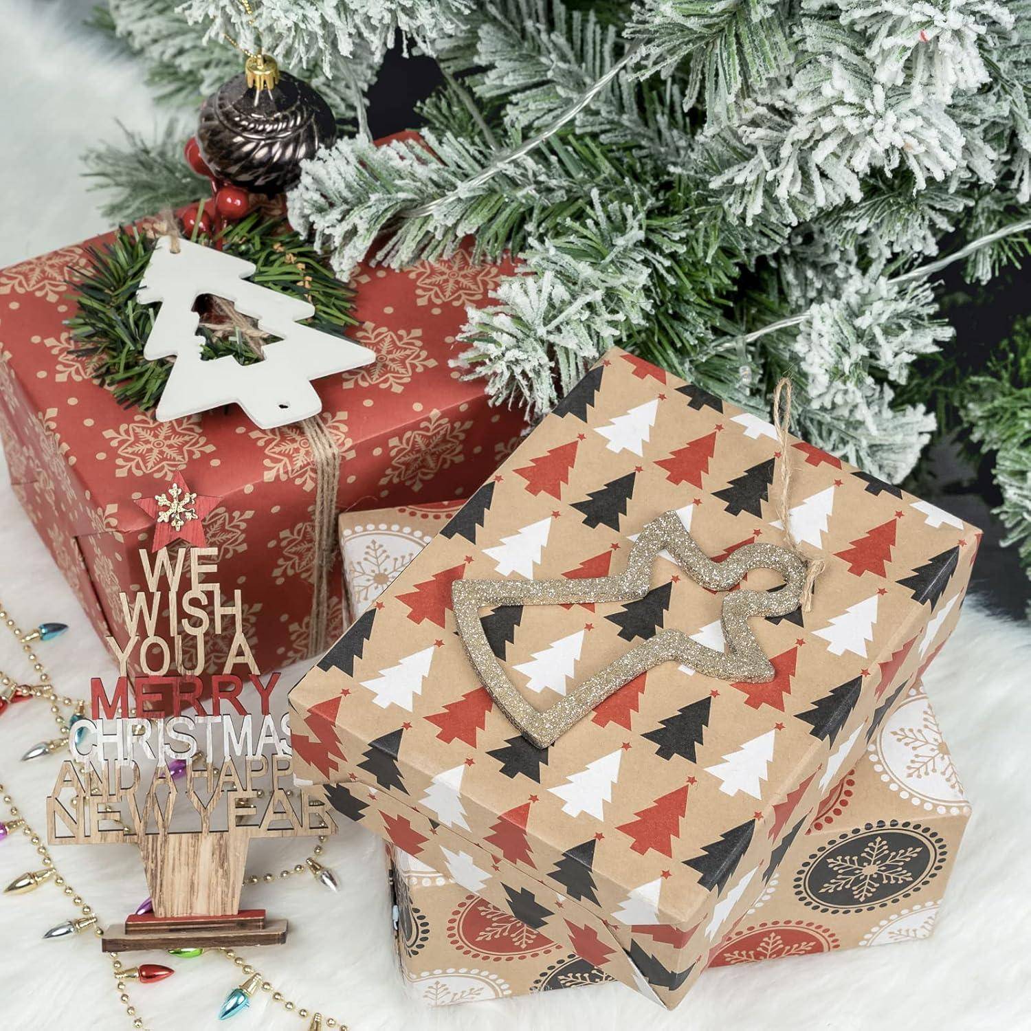 Weihnachtspapierrollen Etiketten Juteschnur 43cm 3m 3er Rot schwarz
