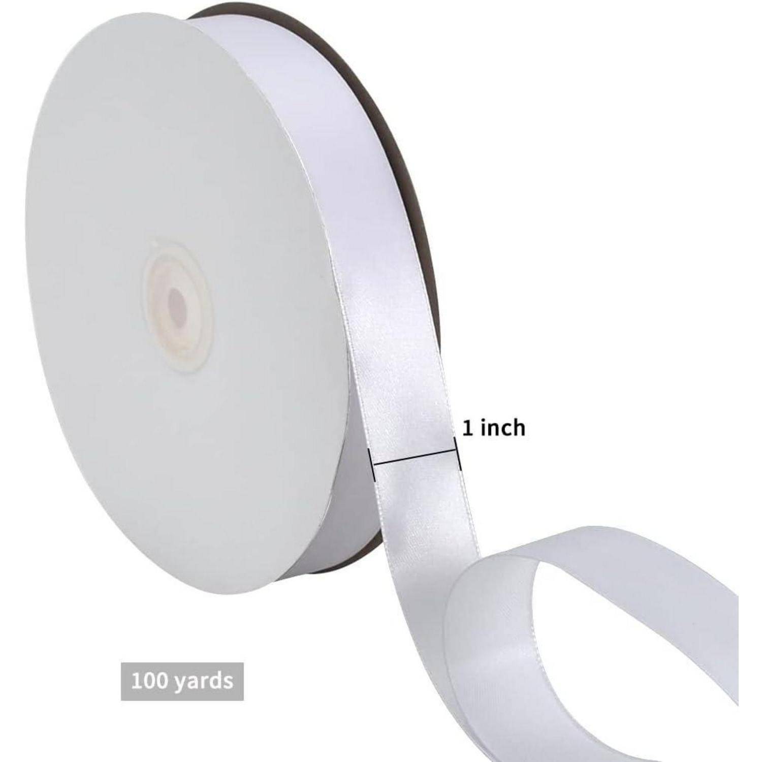 Satinband Geschenkband 25mm weiß 91m Hochzeit 1 in x 100 yds White