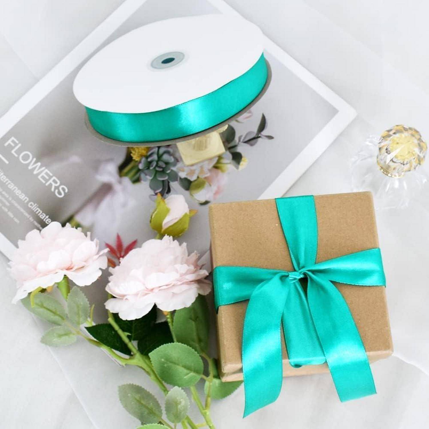 Geschenkband Satin Weihnachtsrot Burgunder 4cm 91m 1 in x 100 yds Teal