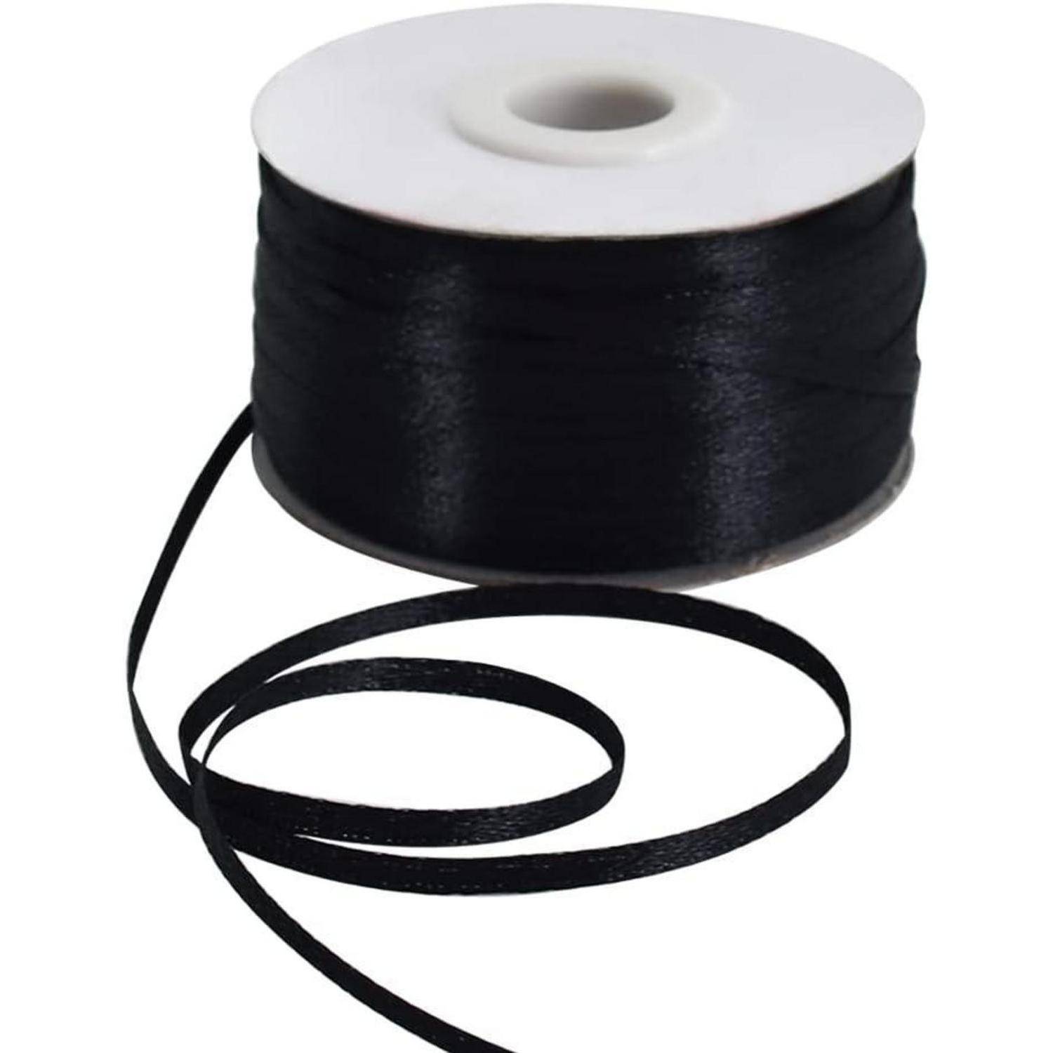 Satinband 3 mm 183 m Polyester Stoffband Spule 200yd Black
