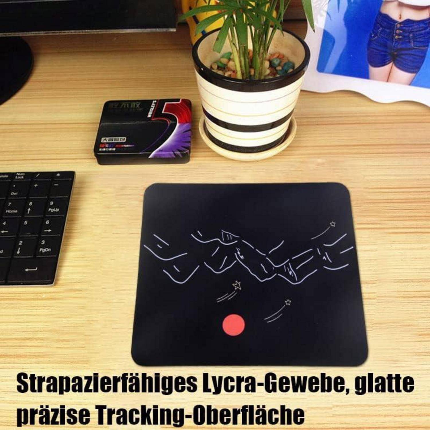 Mauspad 24x20cm Schwarz Rutschfest PC Laptop Office 212