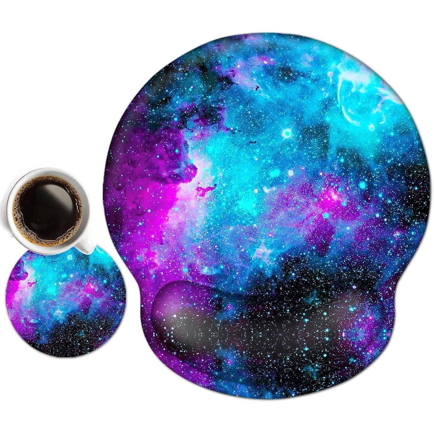 Mauspad Handauflage Gelkissen Untersetzer Computer Blaue Galaxie