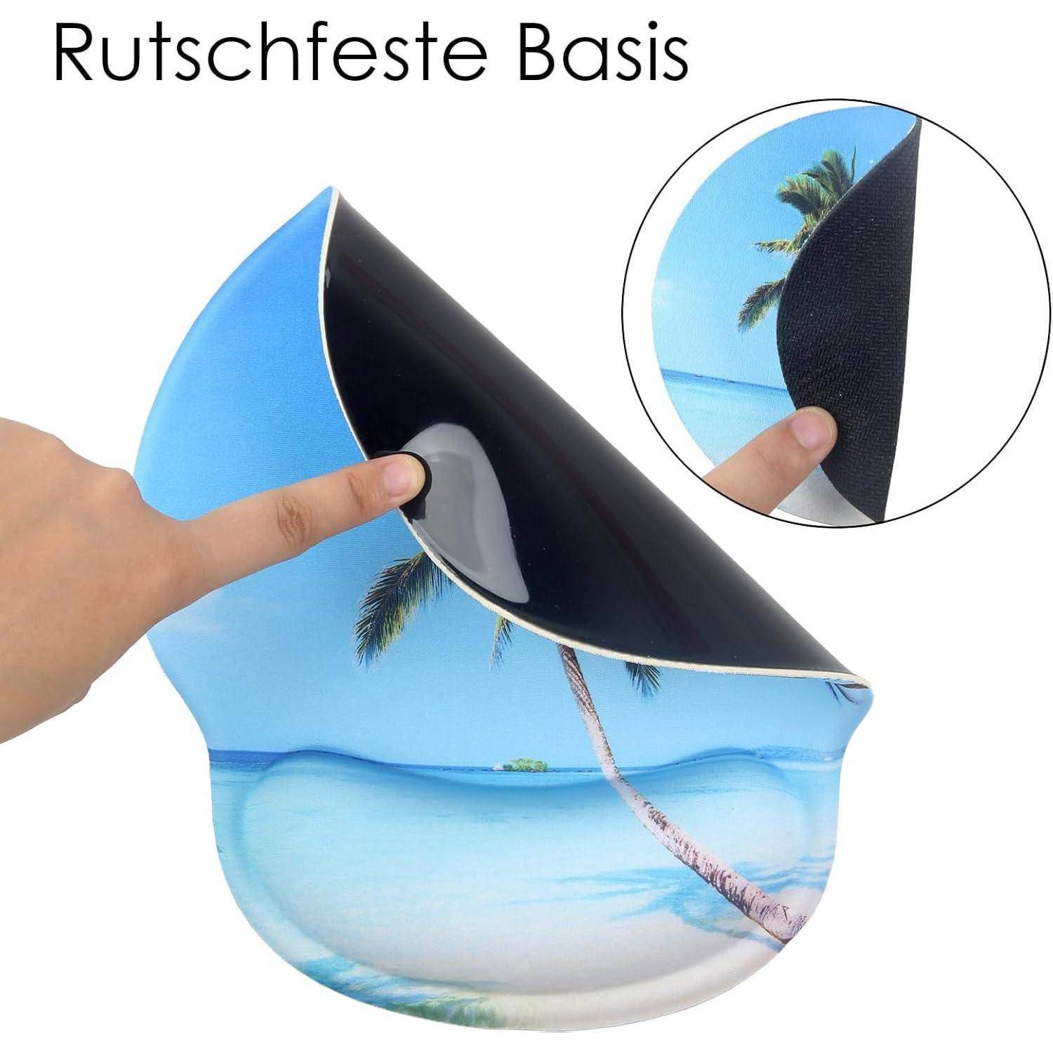 Mauspad Handauflage Gelkissen Untersetzer Strand und Kokospalmen