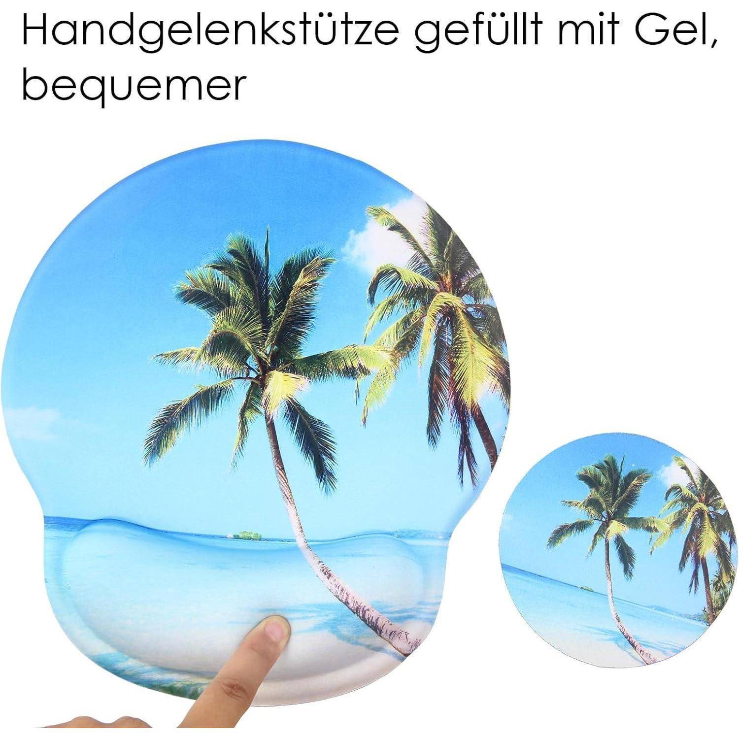 Mauspad Handauflage Gelkissen Untersetzer Strand und Kokospalmen