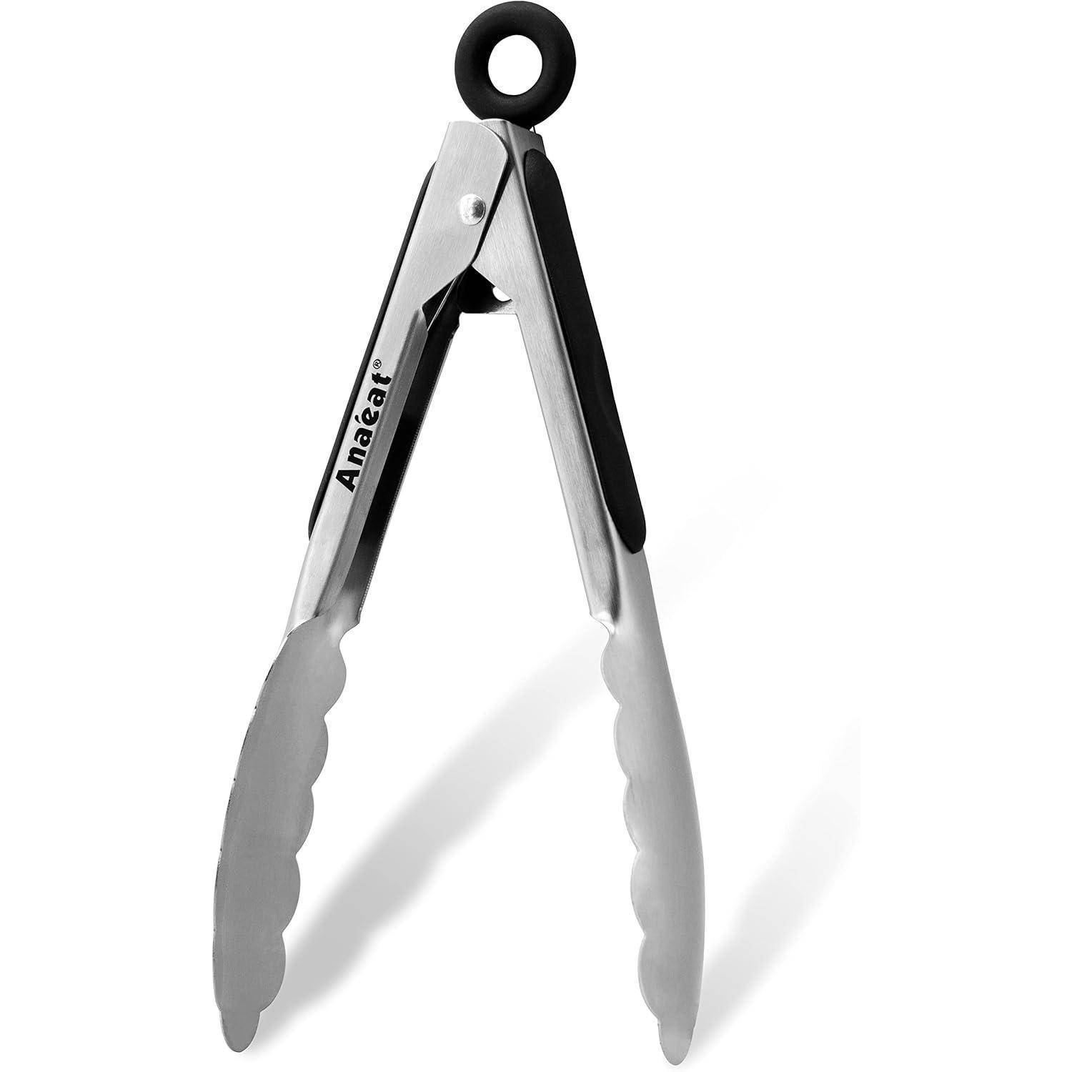 Kochzange Edelstahl Silikongriff Schraubenfeder 18cm Mini 18cm Schwarz