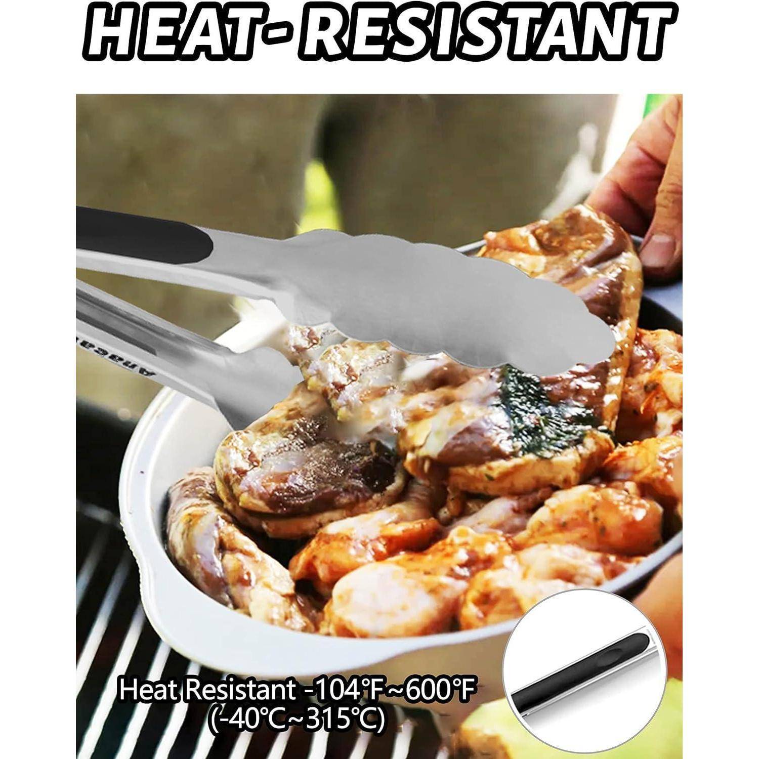 Kochzange Edelstahl Silikongriff Schraubenfeder 18cm Mini 18cm Schwarz