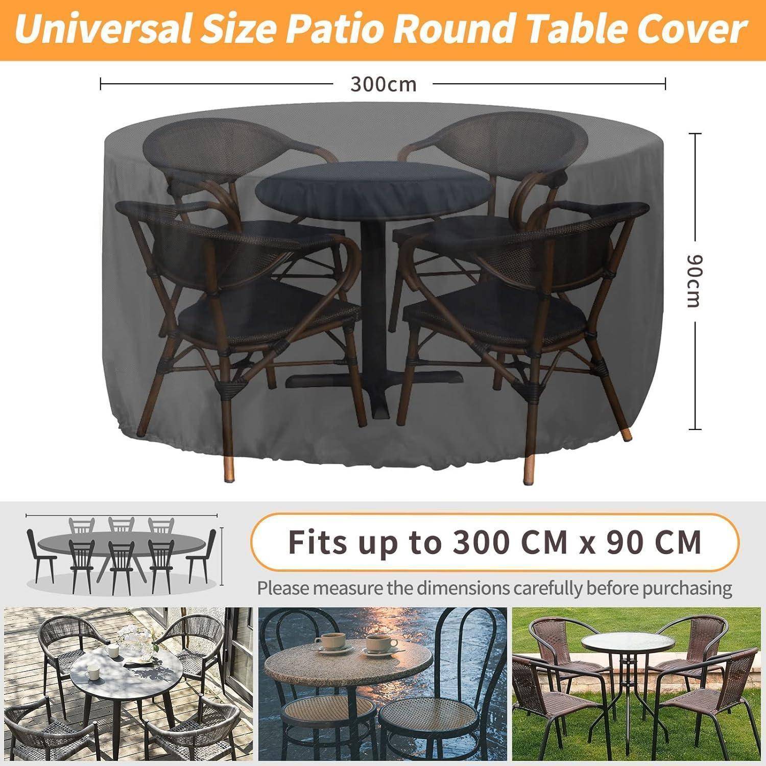 Möbelabdeckung wasserdicht 420D runde Tisch Rattan schwarz 300x90cm