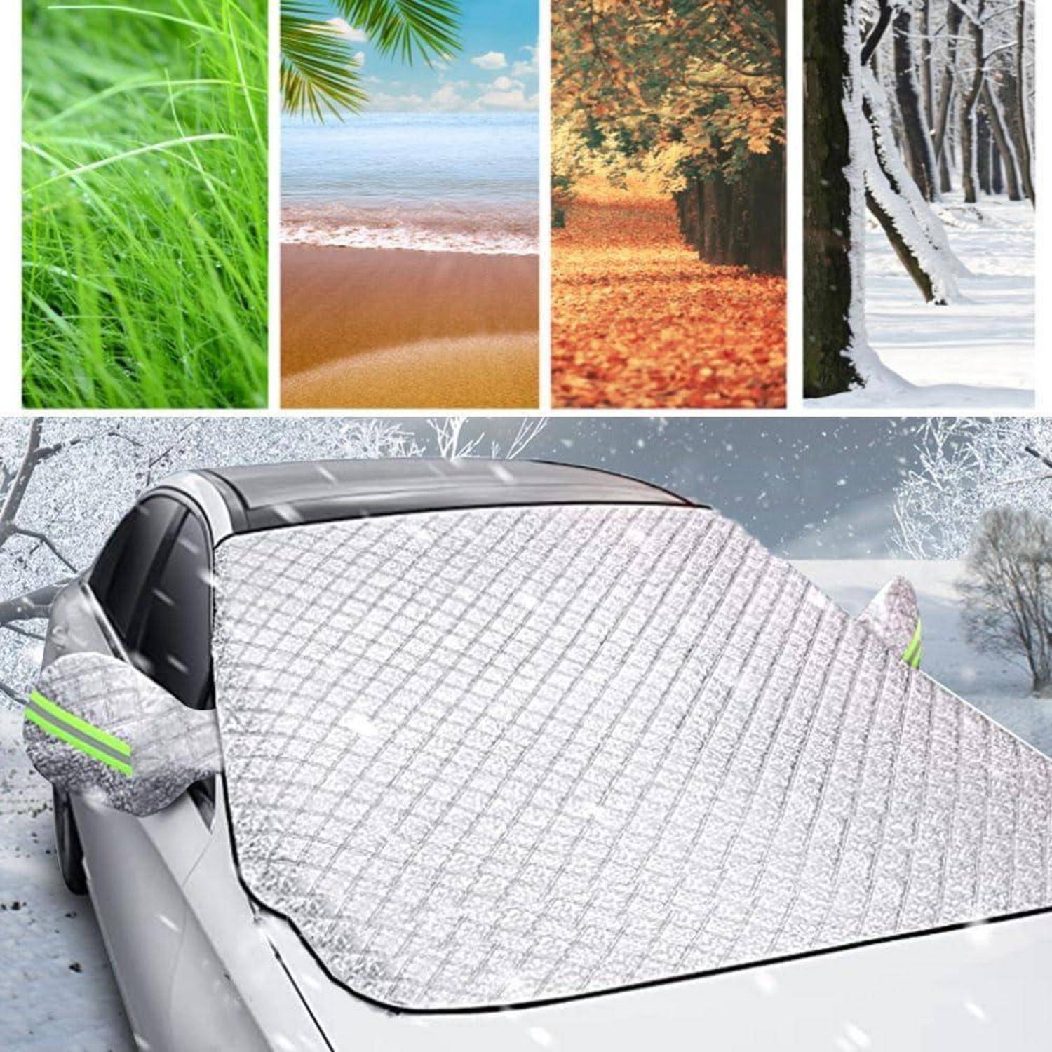 Frontscheibenabdeckung Winter Magnet UV Schutz Silber 190*125CM